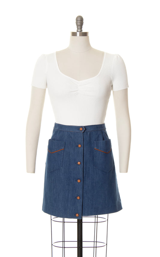 1970s Denim Mini Skirt | small