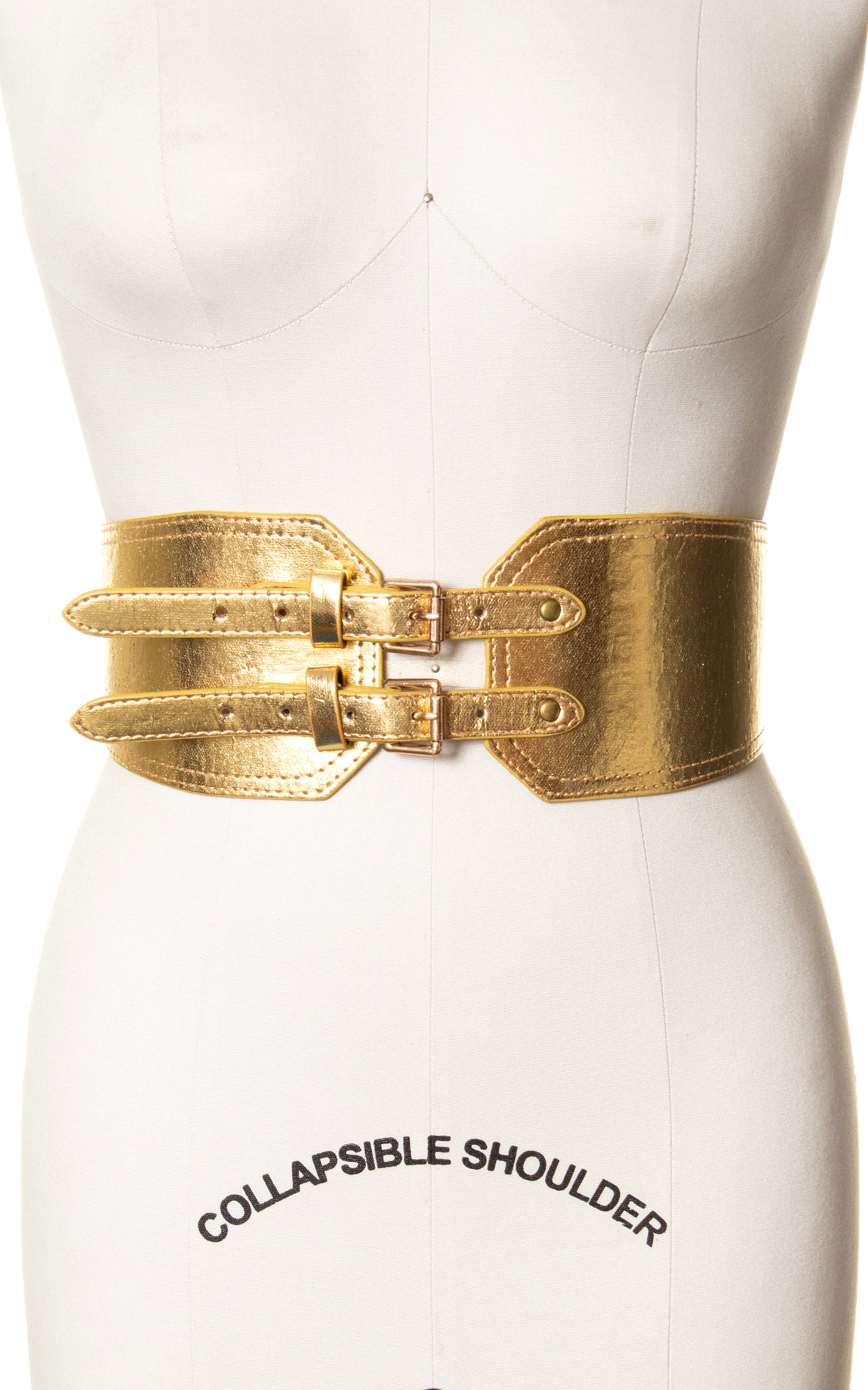 1960s Gold Double Buckled Cinch Belt | small/medium Birthday Life Vintage 1960s Gold Double Buckled Cinch Belt | small/medium Birthday Life Vintage