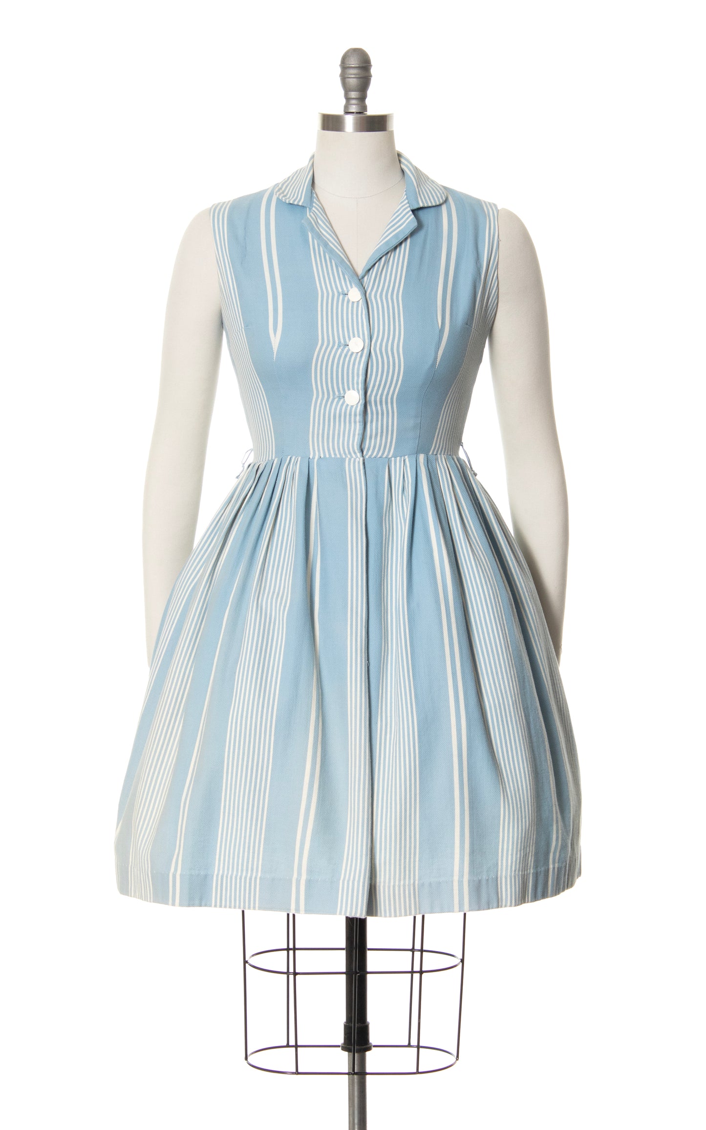 1960s Striped Cotton Shirtwaist Sundress | small