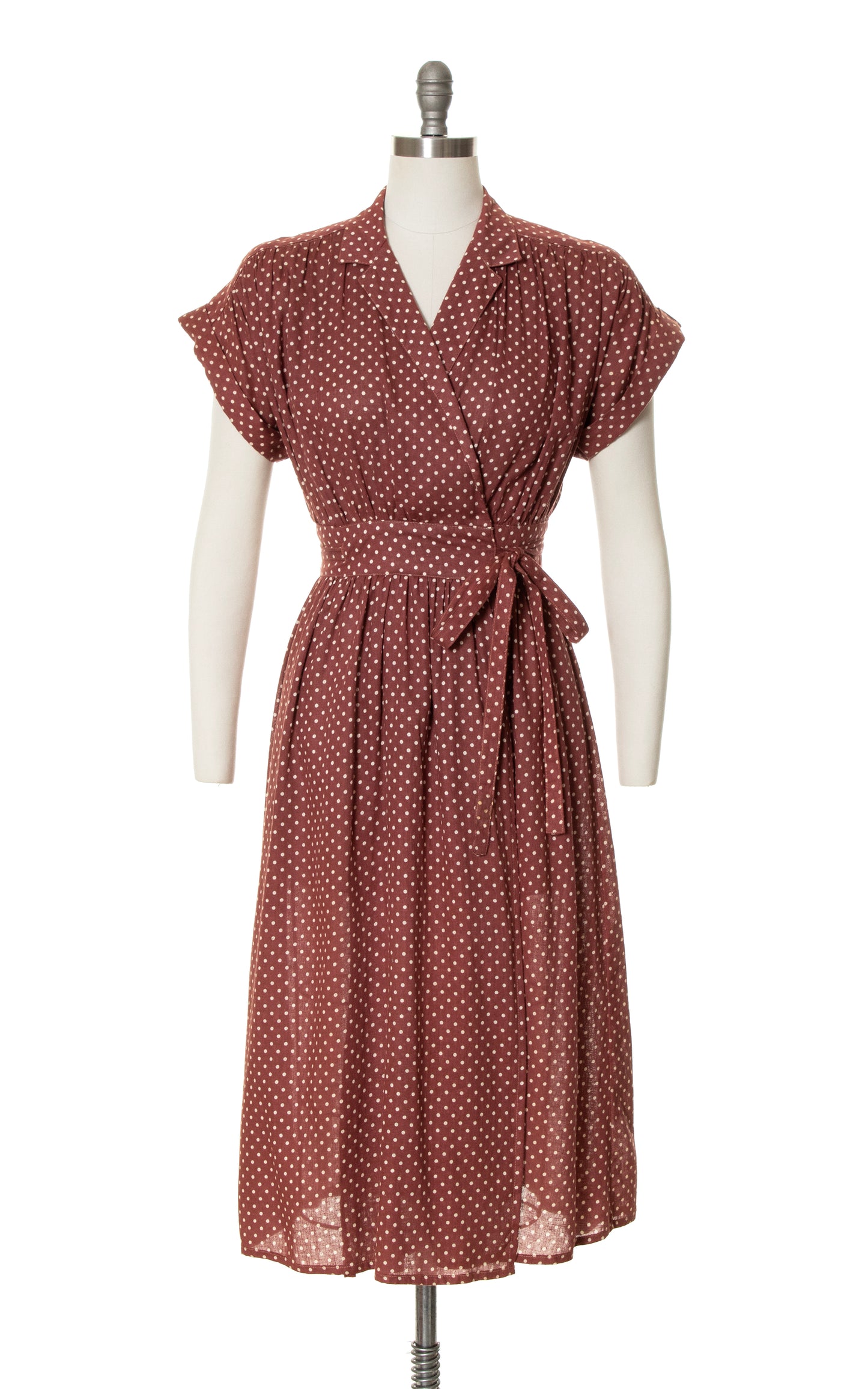 1970s Polka Dot Cotton Wrap Dress | small/medium