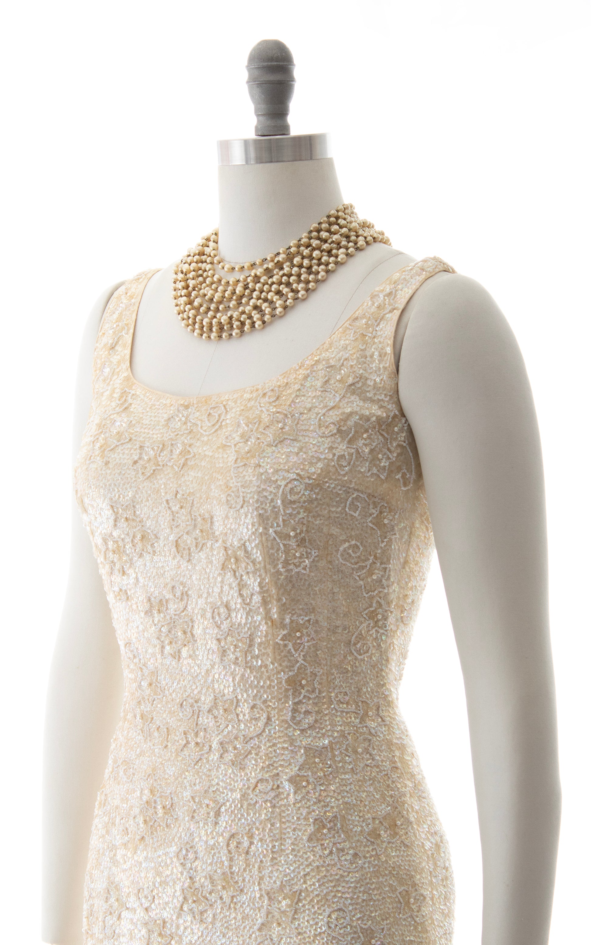 1950s Floral Beaded Sequin Silk Gown | small Birthday Life Vintage 1950s Floral Beaded Sequin Silk Gown | small Birthday Life Vintage