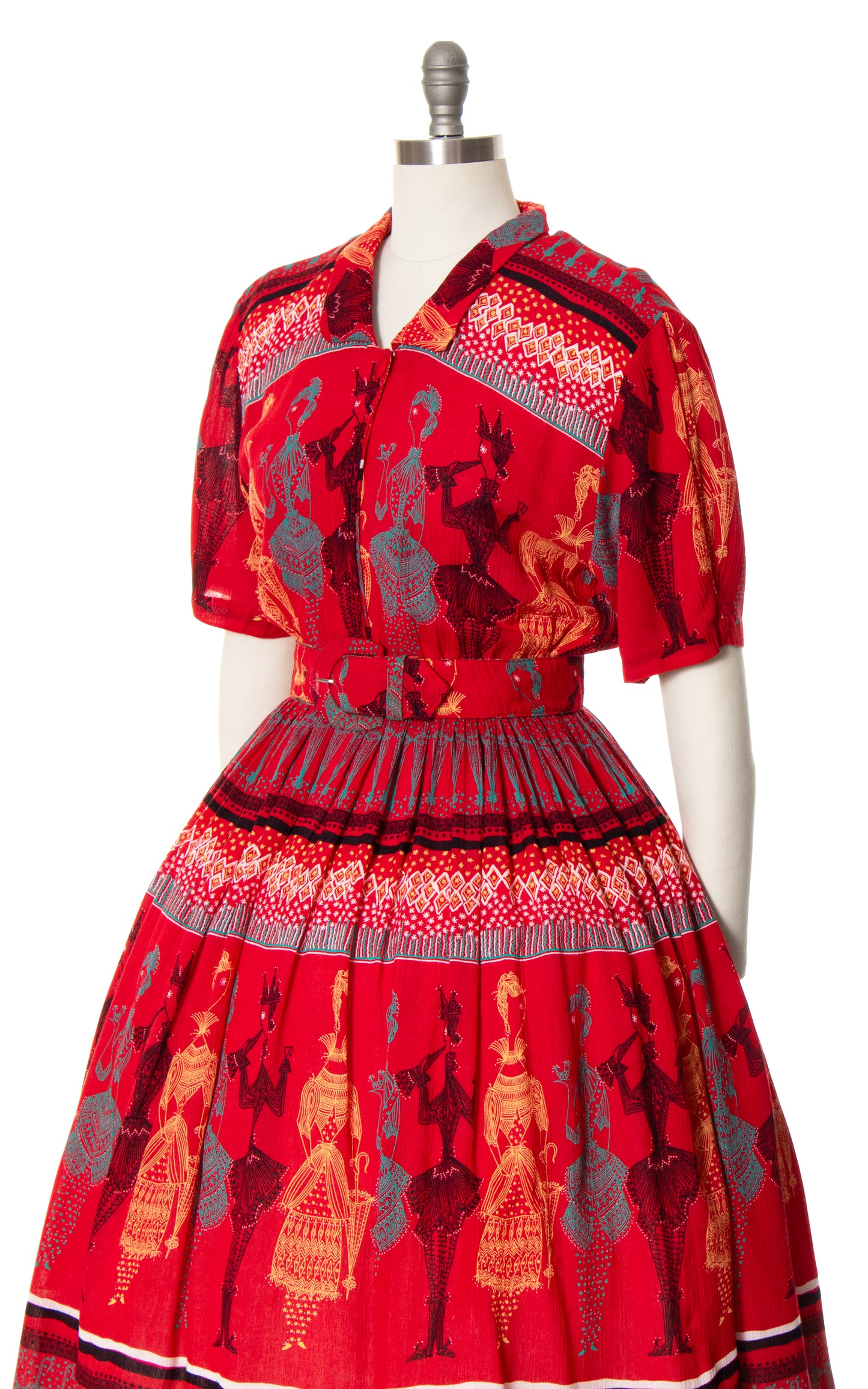 1990s Ladies Novelty Print Shirtwaist Dress | medium/large