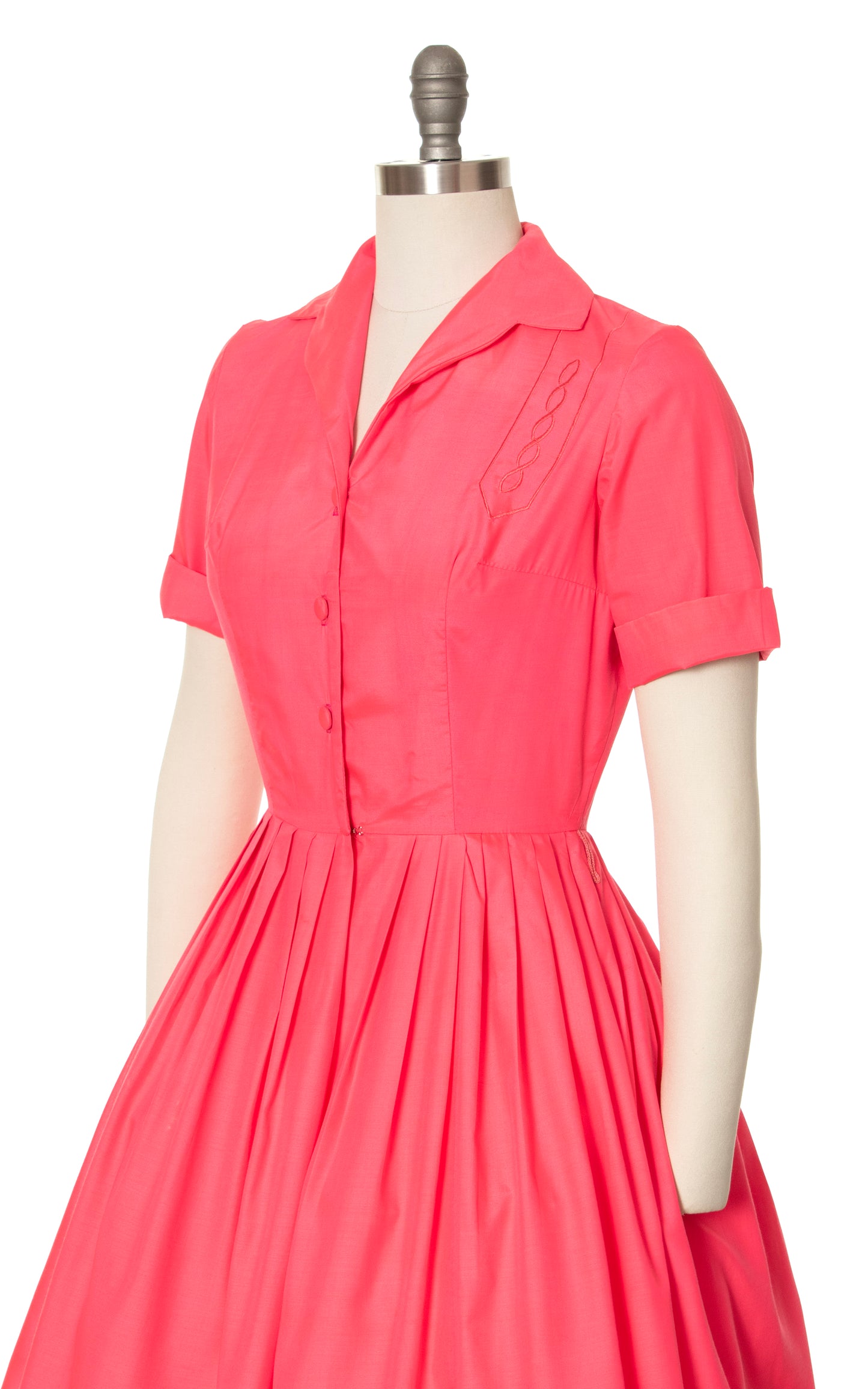 1960s Neon Pink Shirtwaist Dress | small