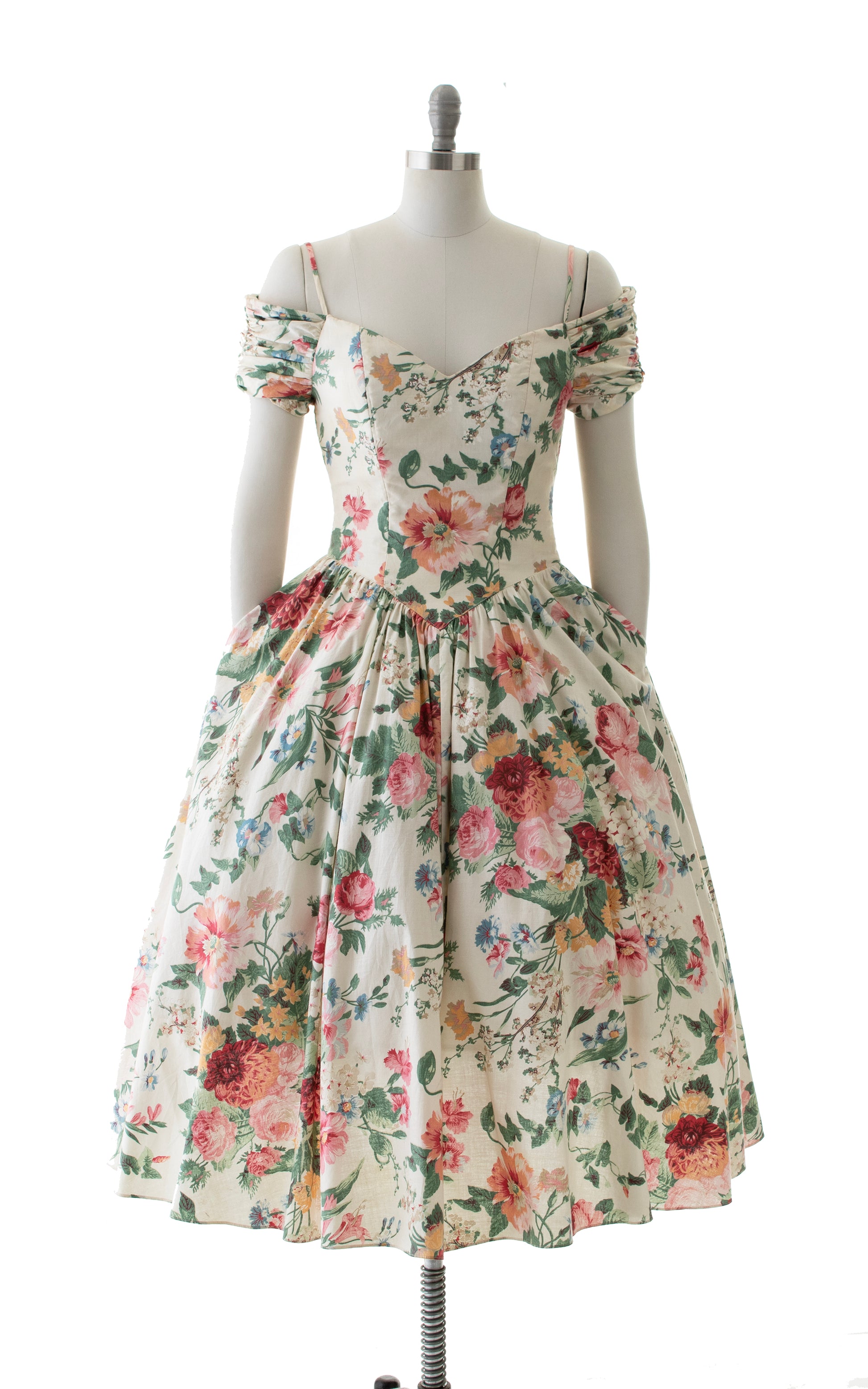1980s KARIN STEVENS Romantic Floral Dress 1980s KARIN STEVENS Romantic Floral Dress