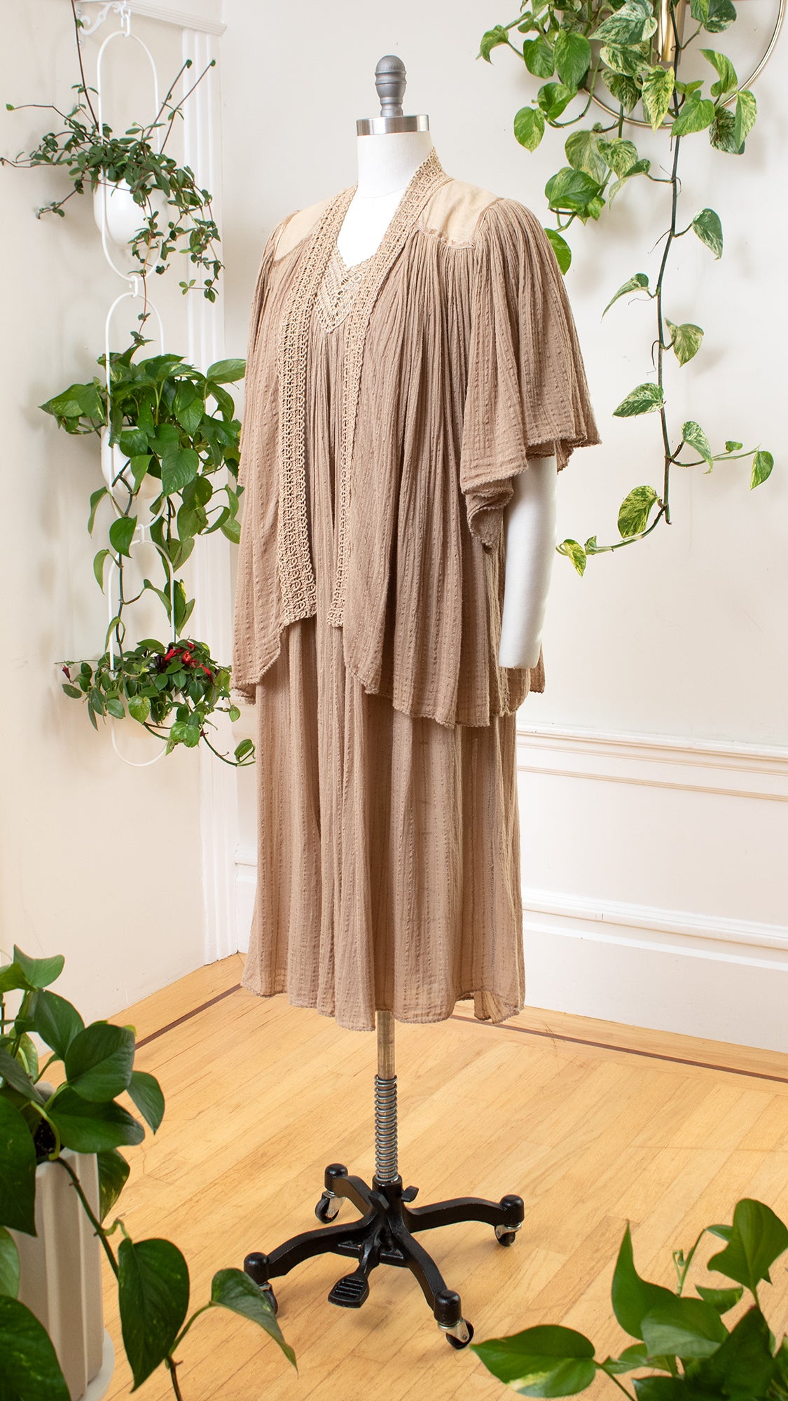 NEW ⭐️ 1970s 1980s Gauze Crochet Dress & Jacket Set | x-small/small/medium/large