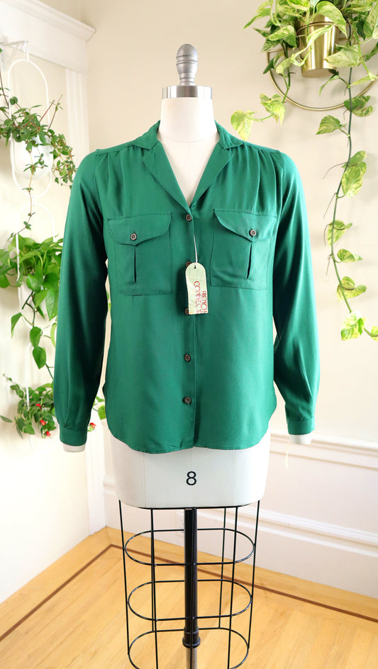 1970s Deadstock FRENCH CONNECTION Green Blouse | small/medium