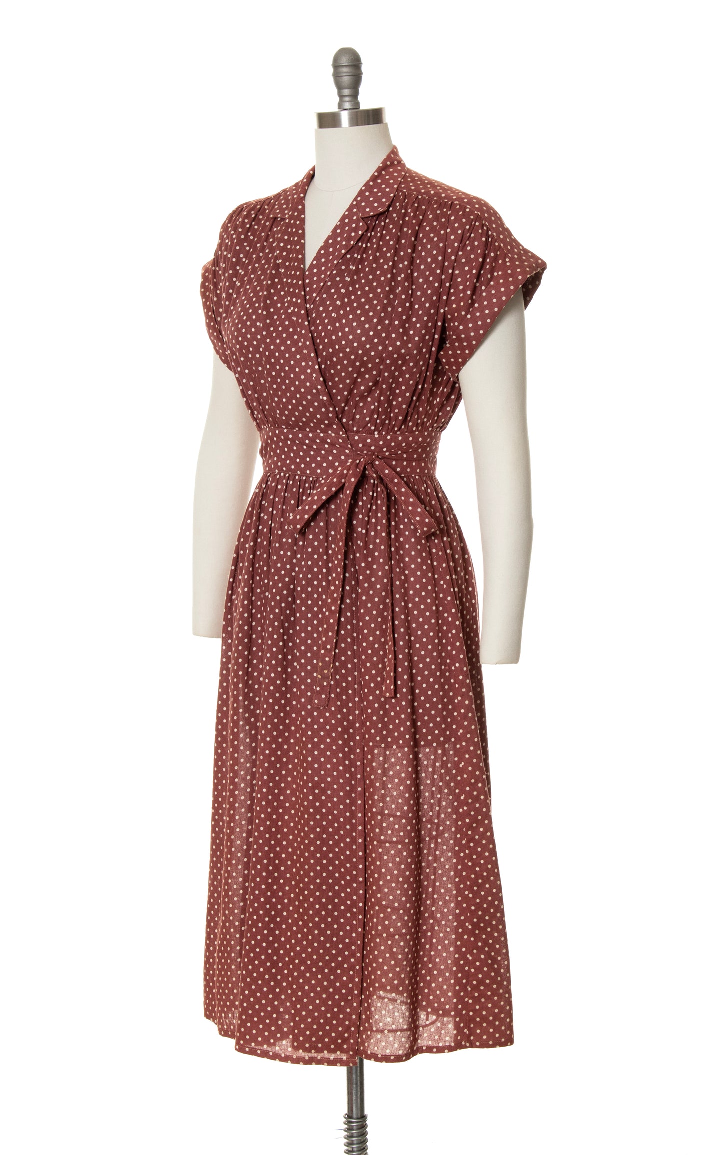 1970s Polka Dot Cotton Wrap Dress | small/medium