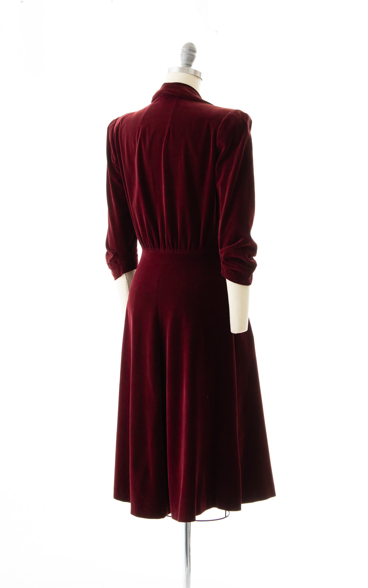 1940s NEW YORK CREATION Burgundy Velvet Dress | small