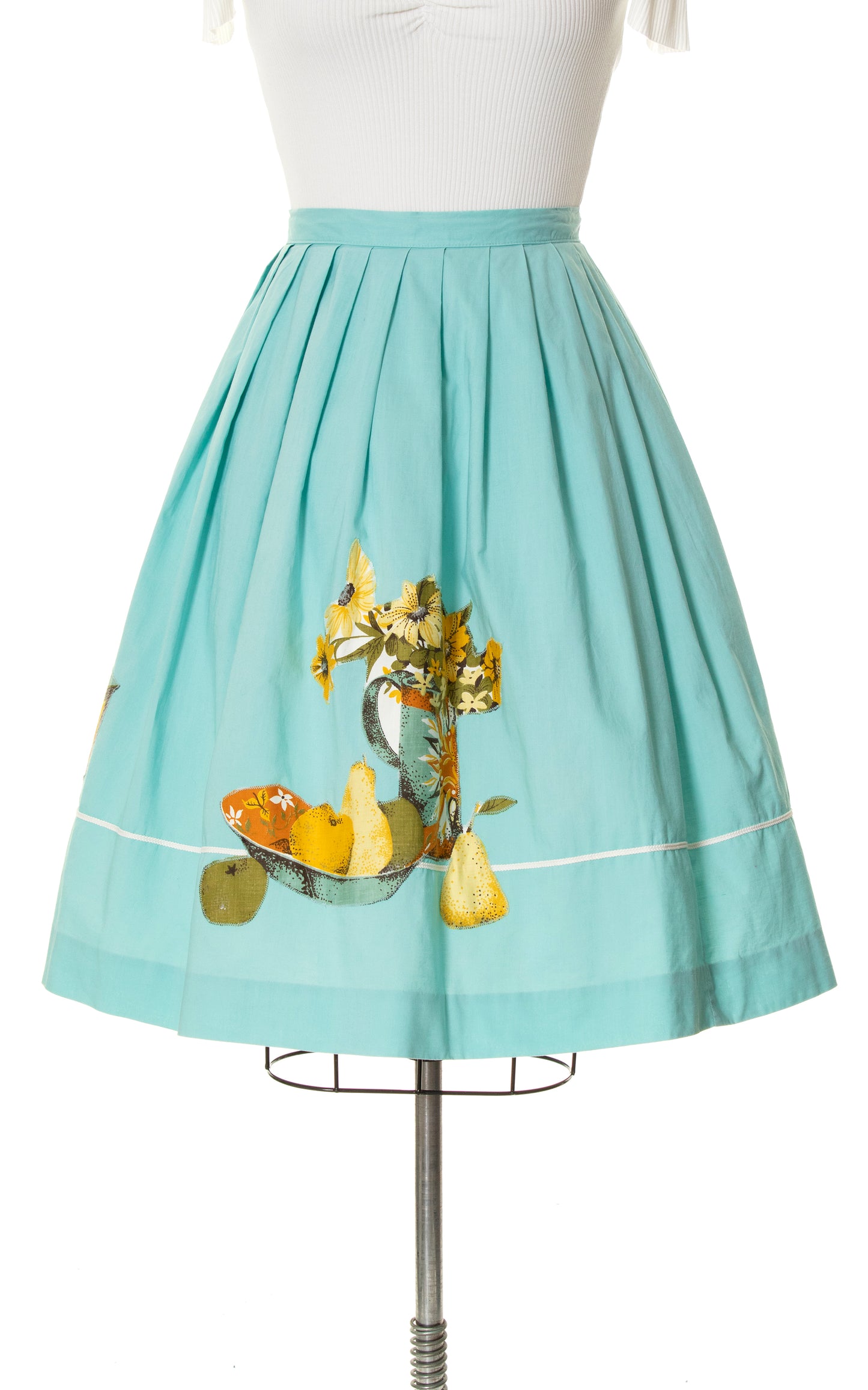 1950s Still Life Novelty Appliqué Wrap Skirt | small