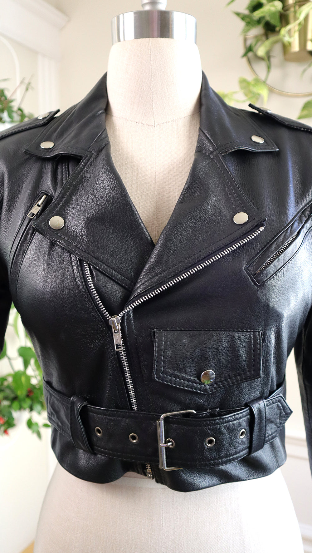 NEW ⭐️ 1980s 1990s WILSONS LEATHER Black Moto Jacket | medium/large