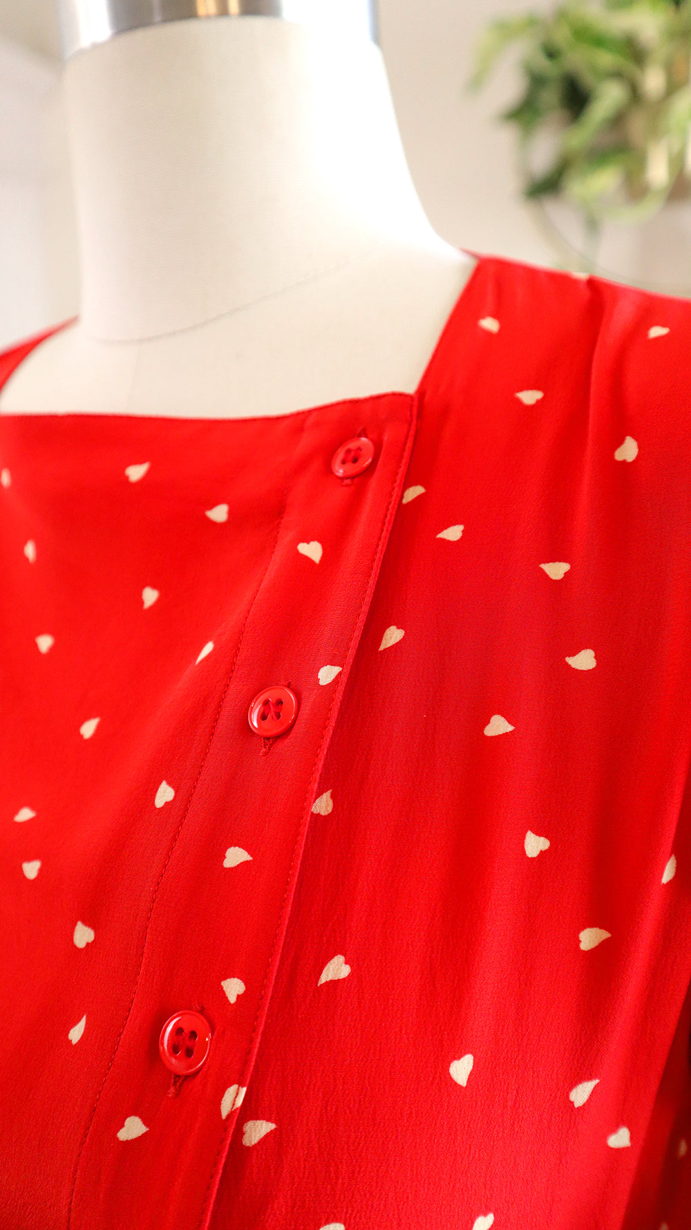 1980s Silk Hearts Shirt Dress | small