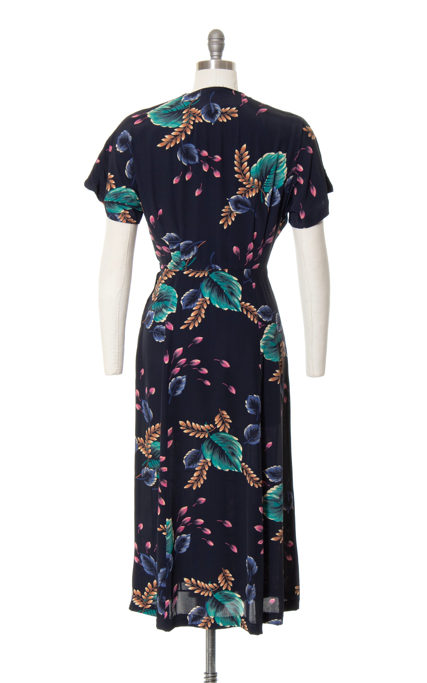 1940s Floral Rayon Cocktail Dress | medium