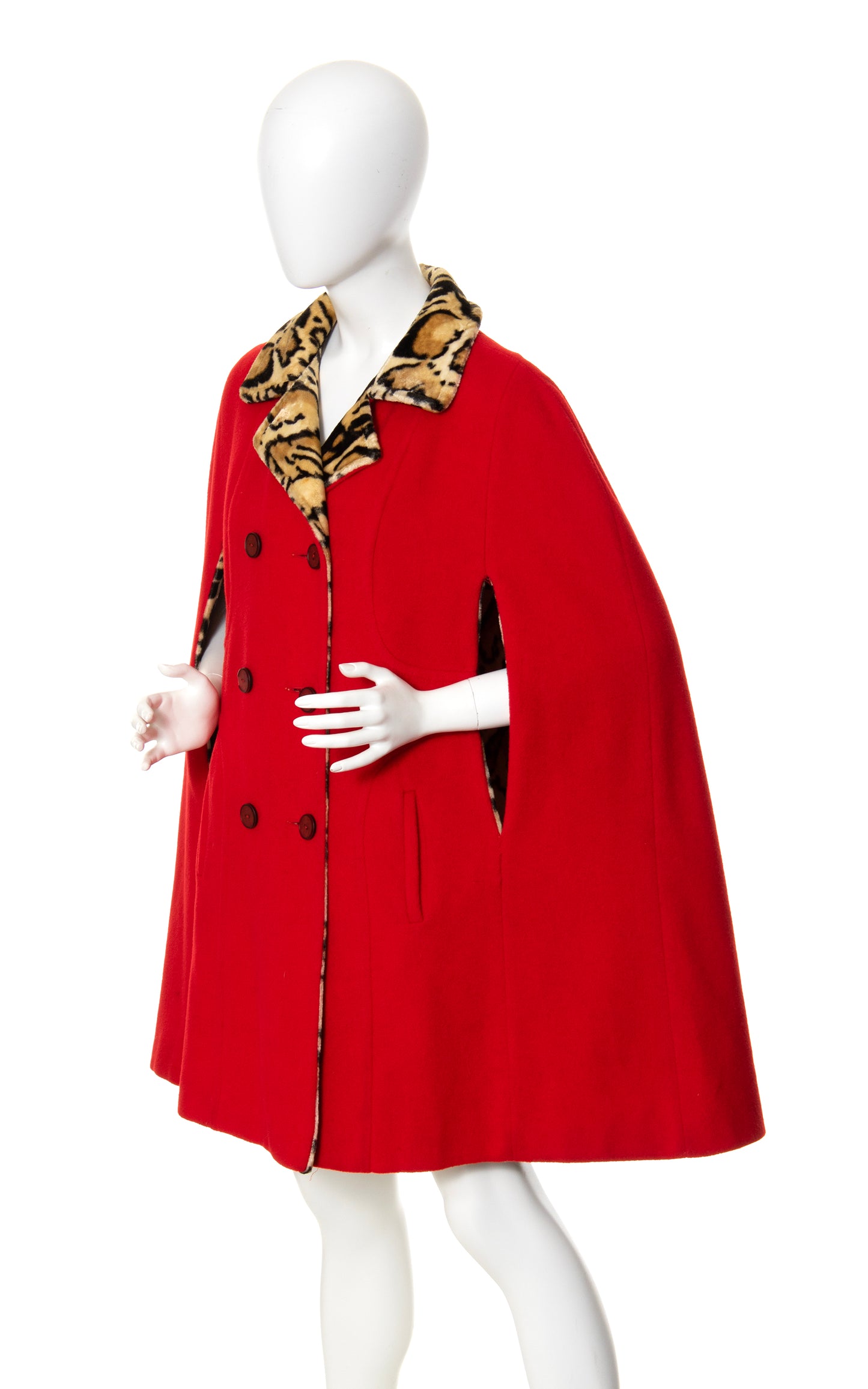 1960s Reversible Faux Fur & Wool Cape | medium/large/x-large