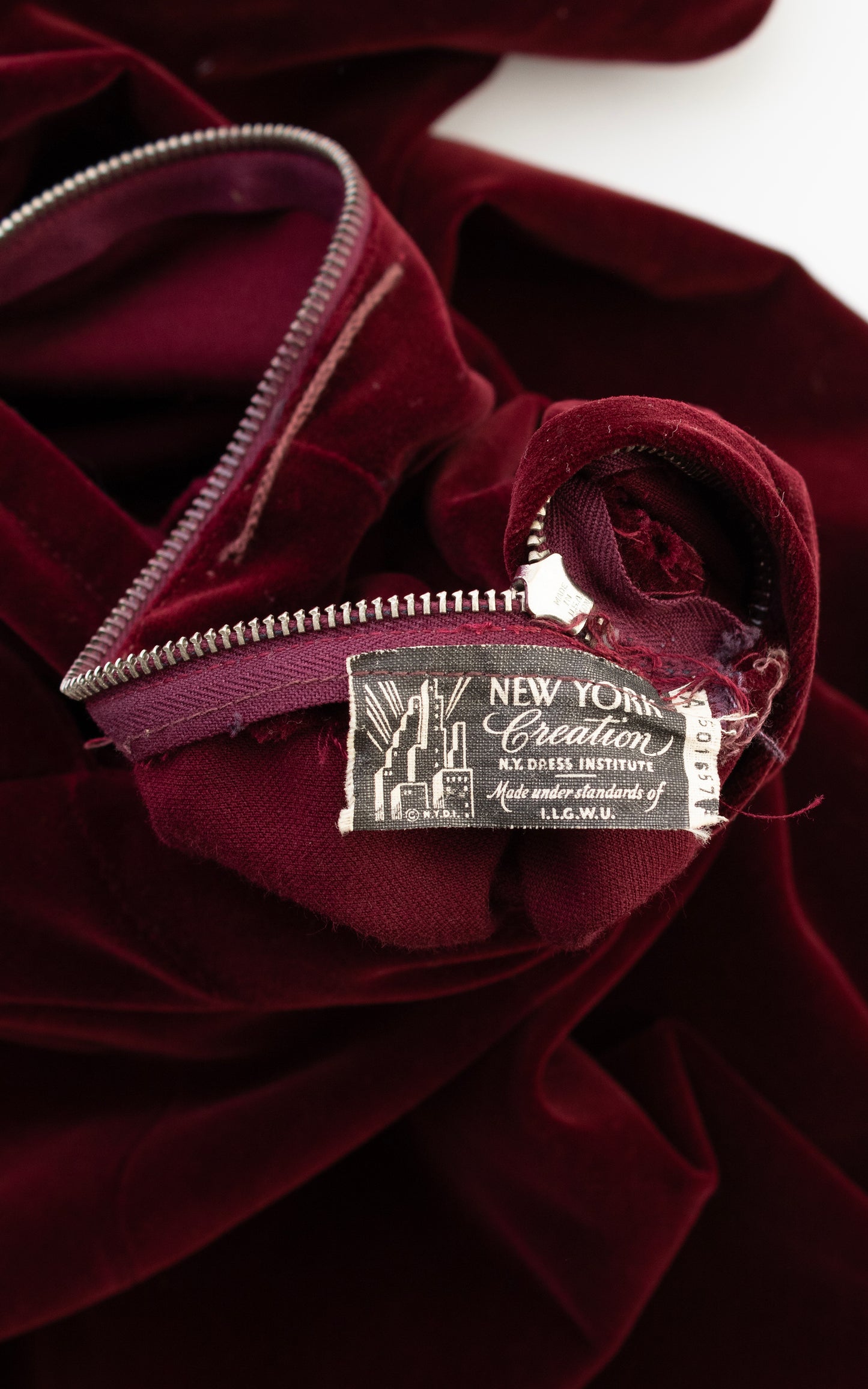 1940s NEW YORK CREATION Burgundy Velvet Dress | small