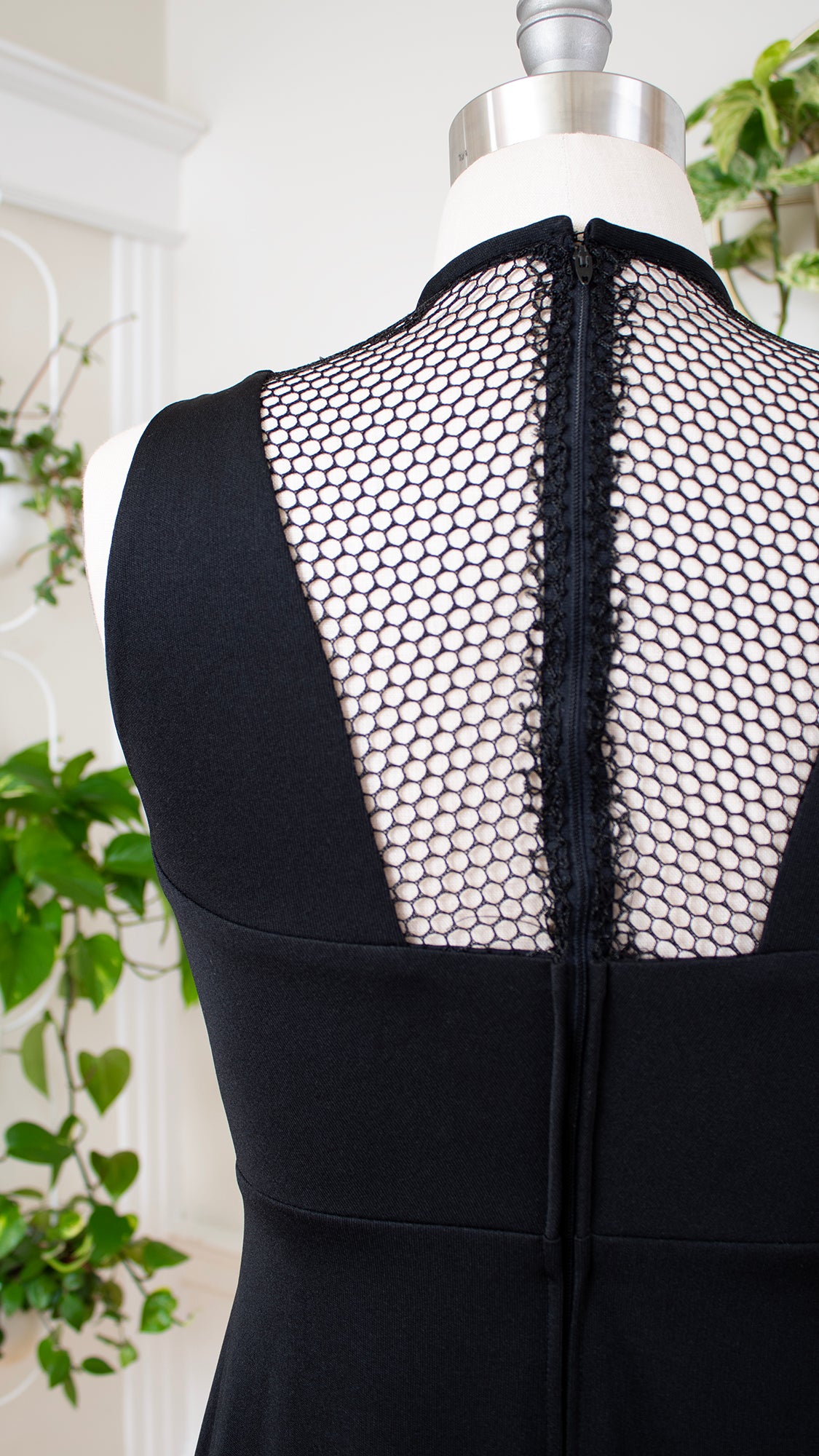 1970s Black Fishnet Maxi Dress | medium/large