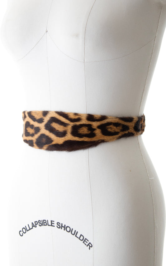 NEW ARRIVAL || 1950s Leopard Print Horse Hair Cinch Belt | medium