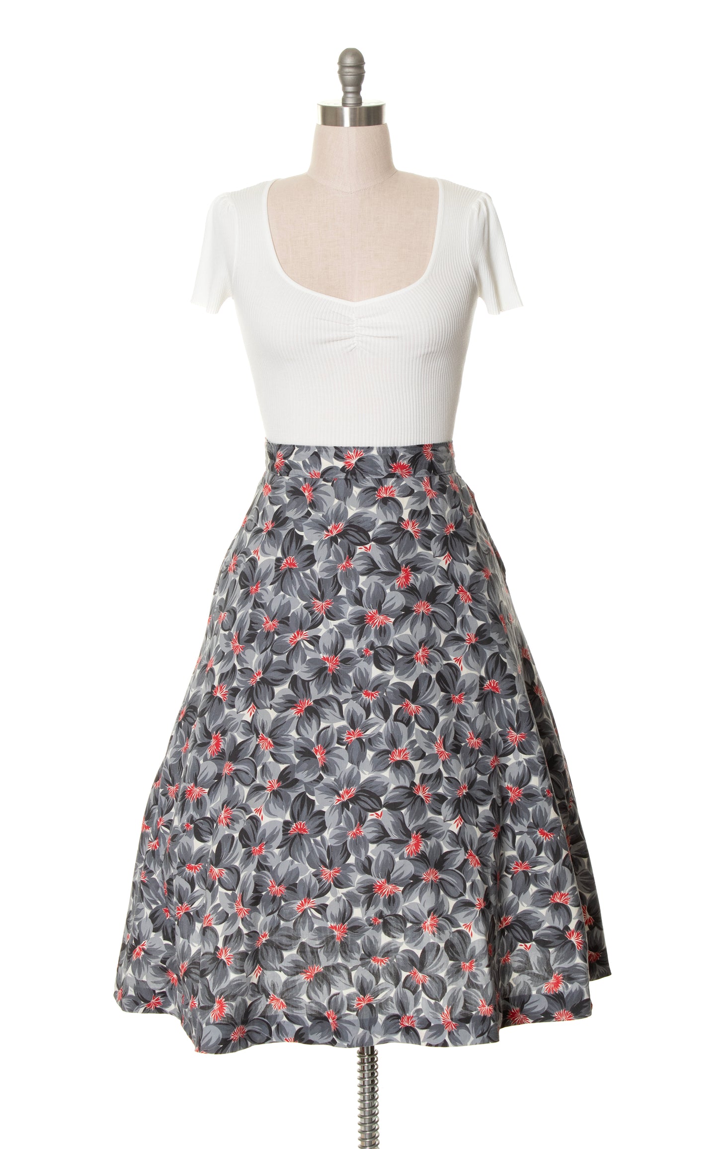 1940s Floral Cotton Skirt | medium