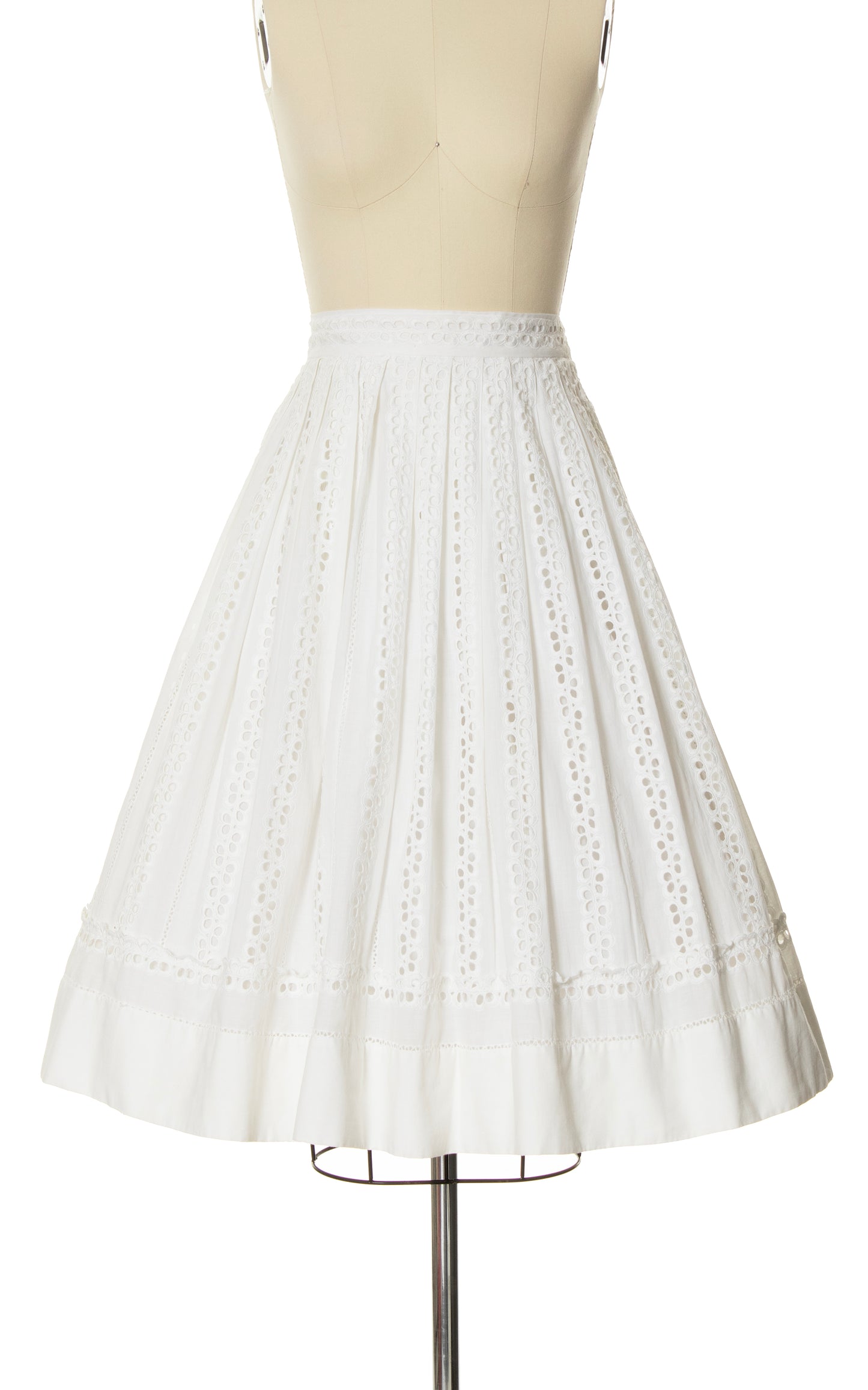 1950s White Eyelet Lace Skirt | small