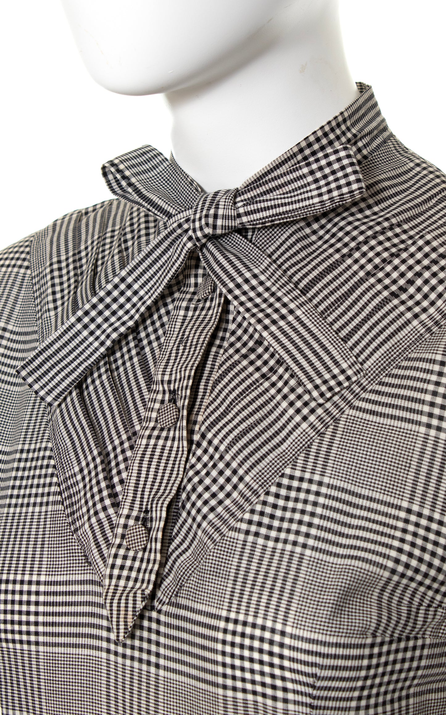 1950s Plaid Cotton Tie Neck Skirt Dress | x-small/small