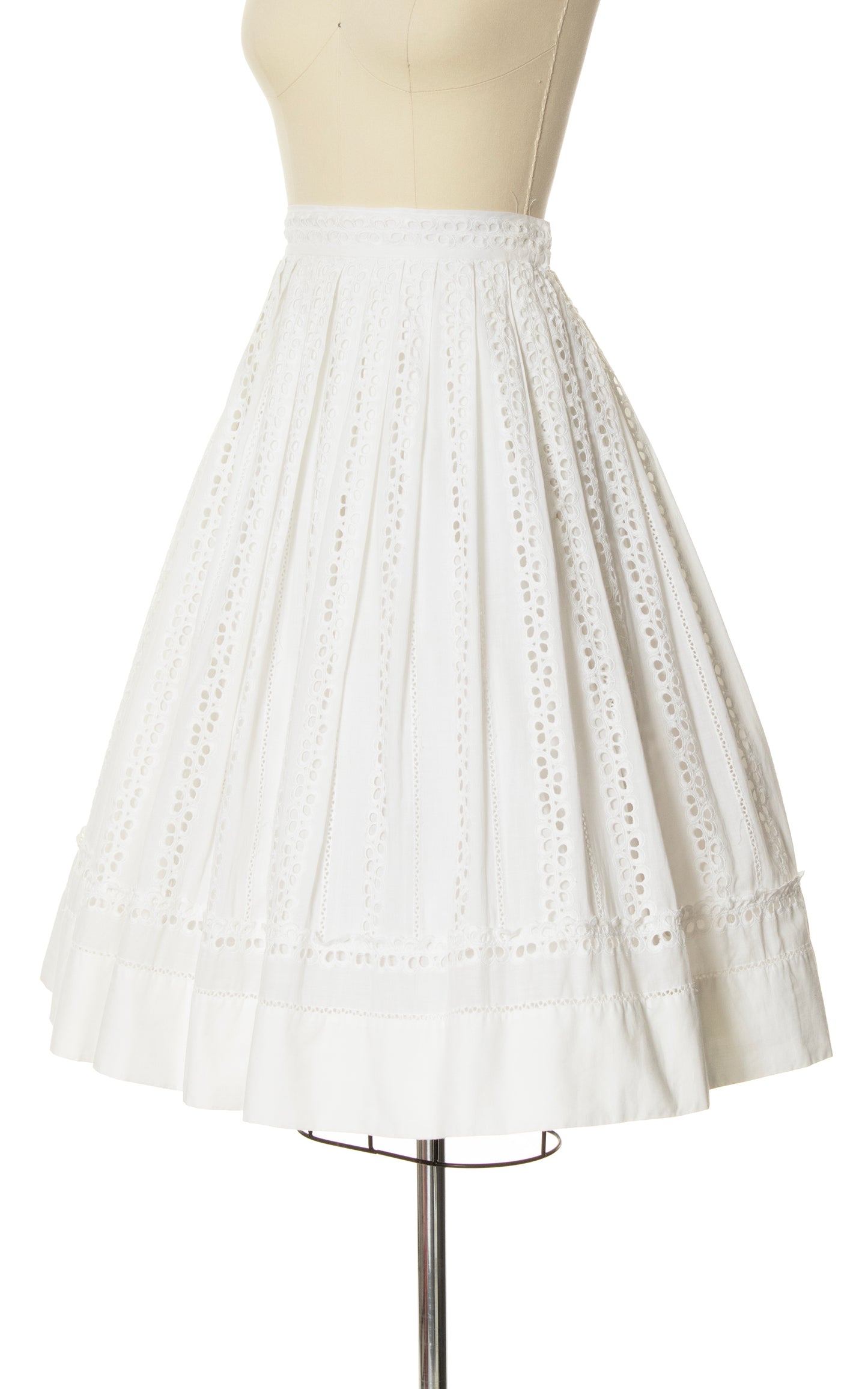 1950s White Eyelet Lace Skirt | small