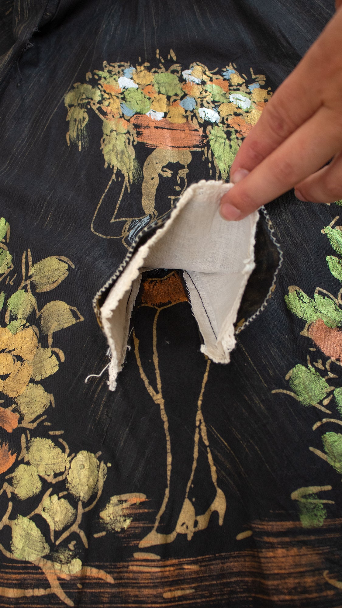 1950s Peek-A-Boo Mexican Novelty Border Print Skirt | x-small/small