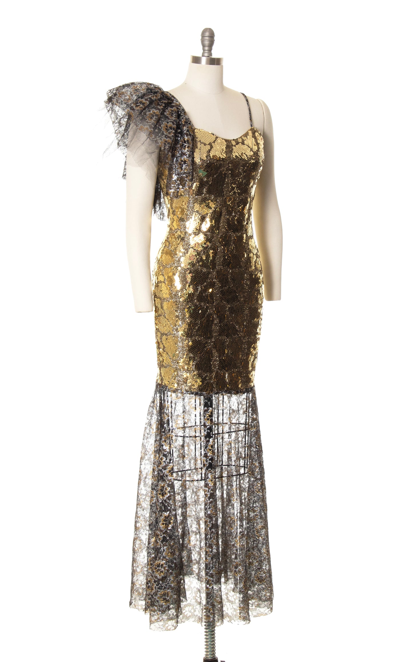 1980s Gold Sequin Mermaid Dress | small/medium