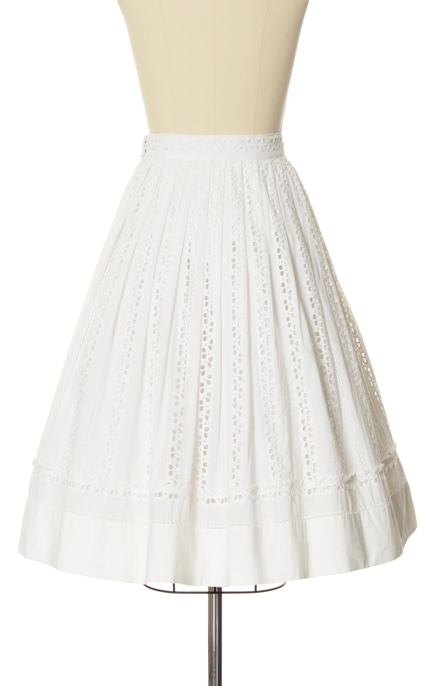 1950s White Eyelet Lace Skirt | small