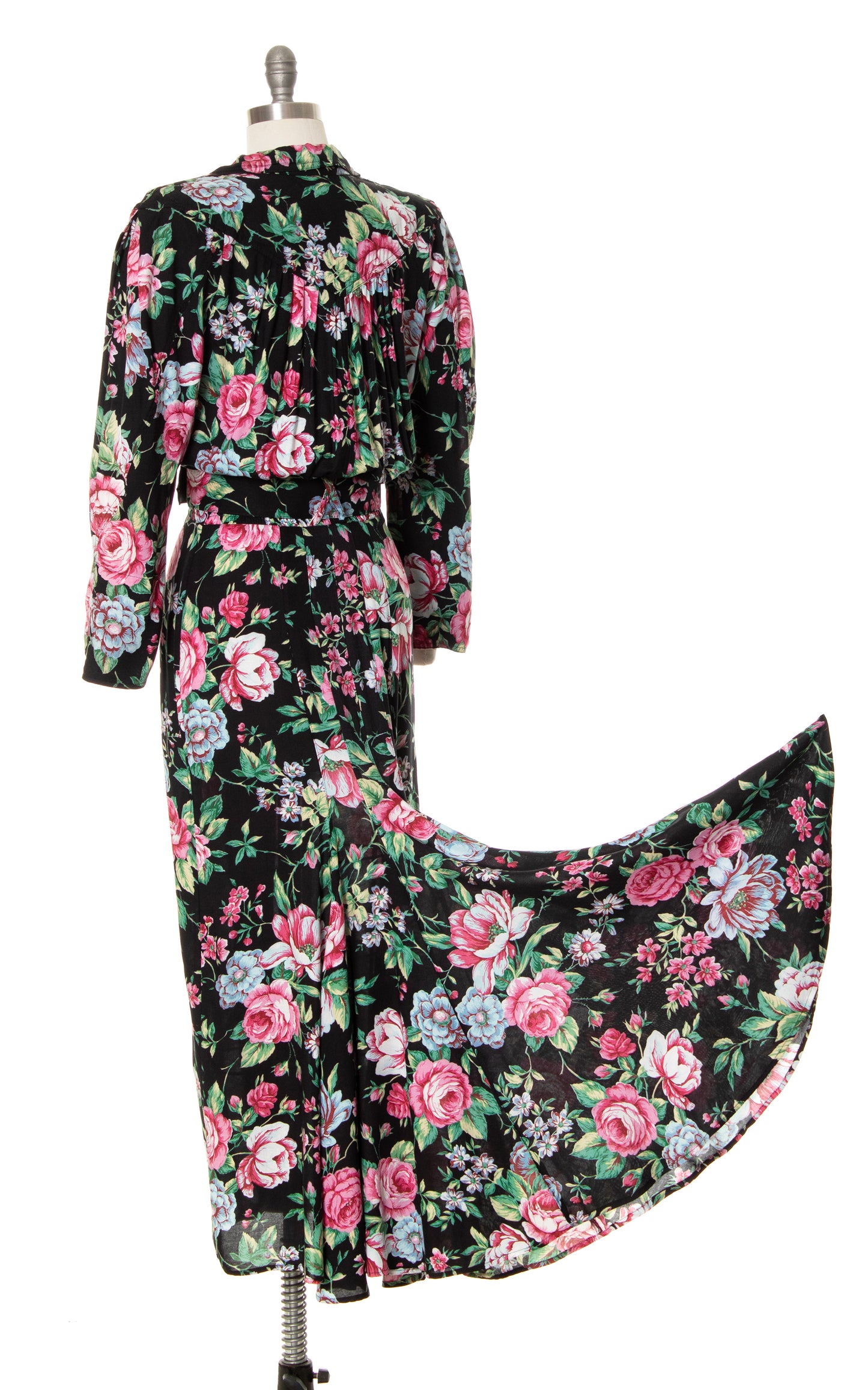 1980s KAREN ALEXANDER Floral Mermaid Train Dress | small/medium