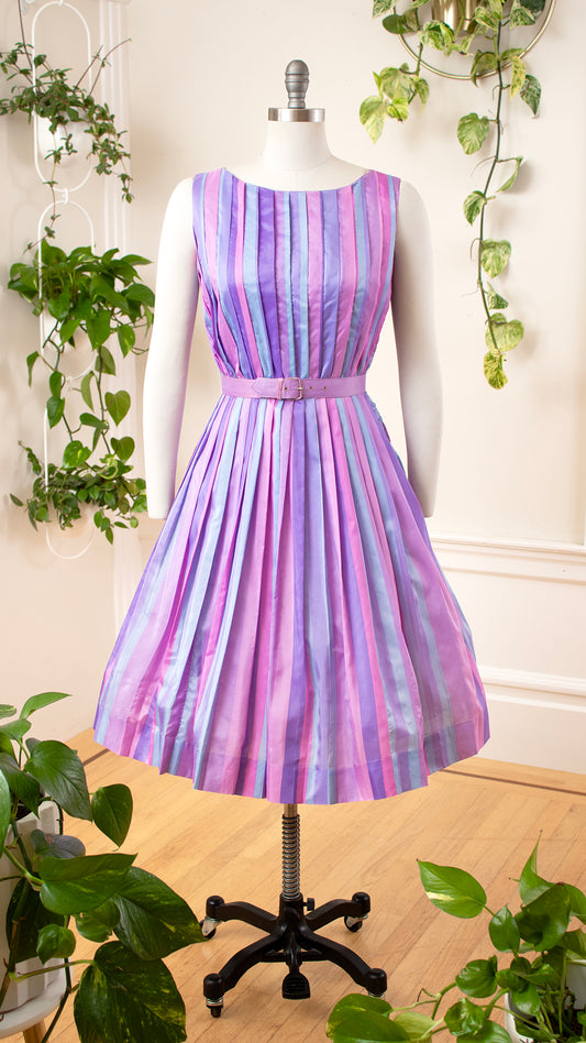 NEW ⭐️ 1960s Striped Pleated Party Dress | small