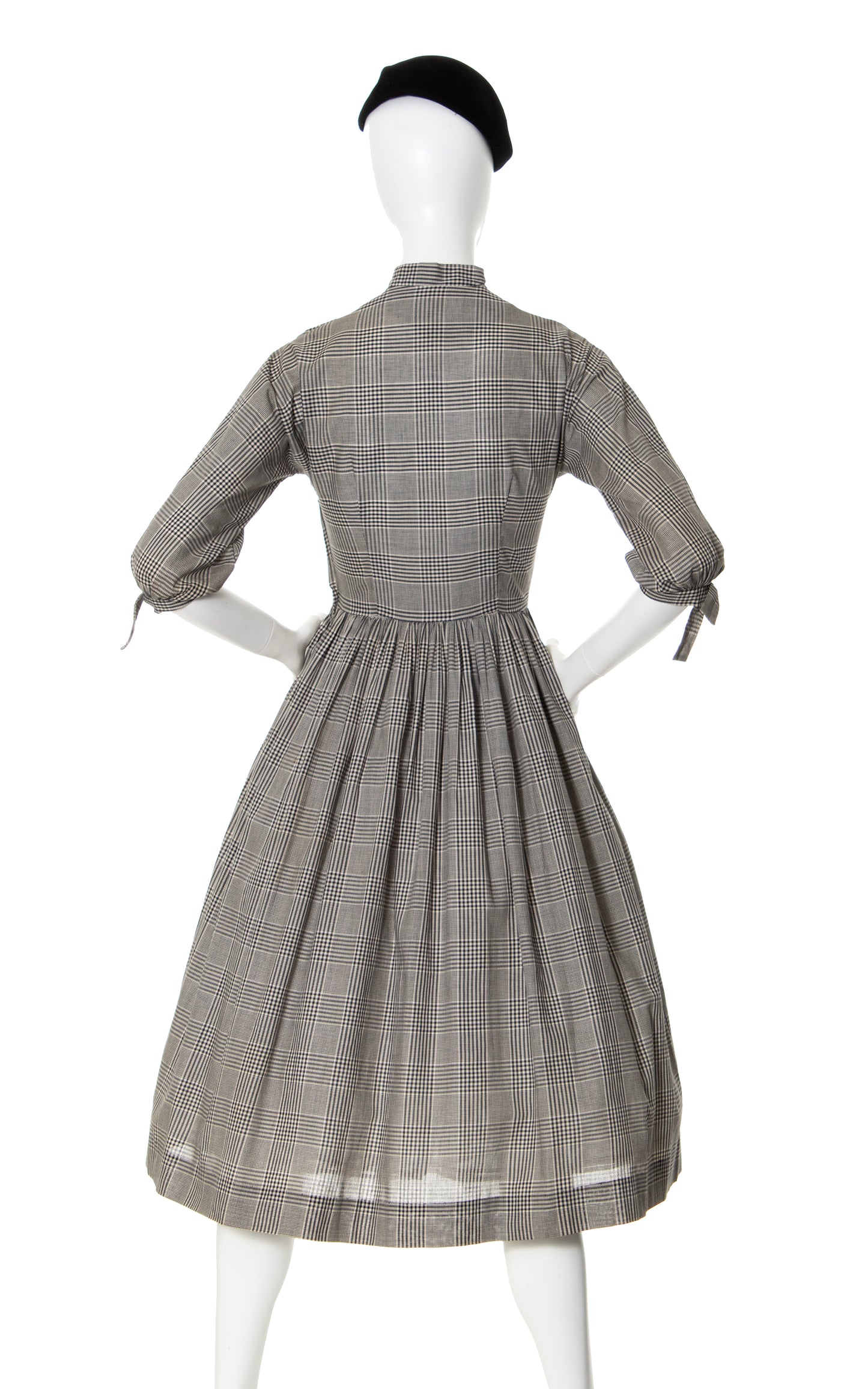 1950s Plaid Cotton Tie Neck Skirt Dress | x-small/small