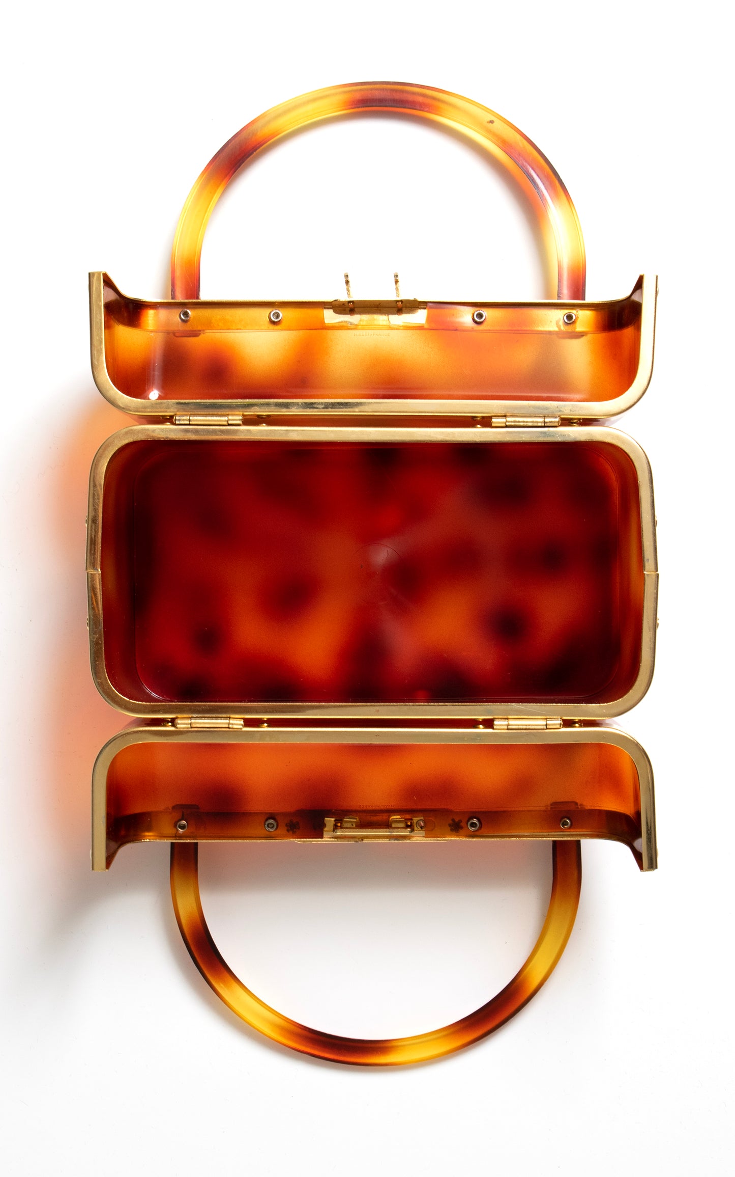 1950s 1960s French Tortoiseshell Lucite Box Purse