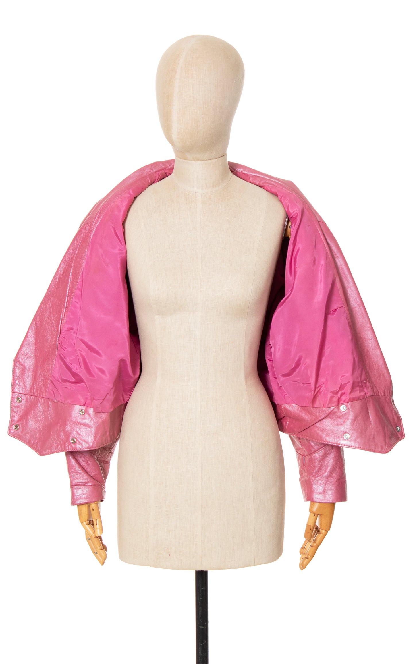 1980s Pearlescent Pink Leather Fringe Jacket | large