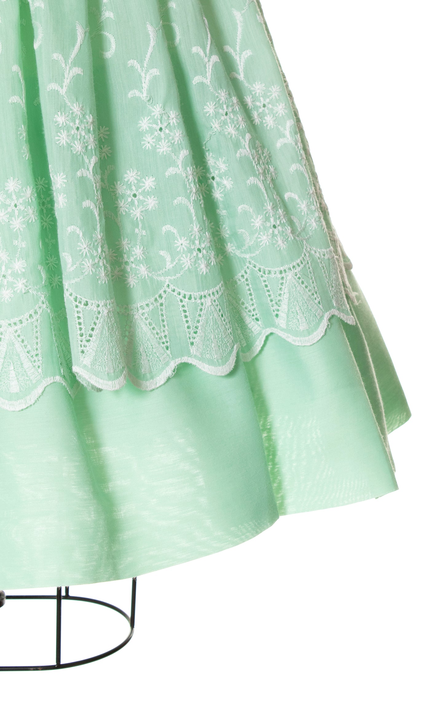 1960s Eyelet Lace Mint Dress | small