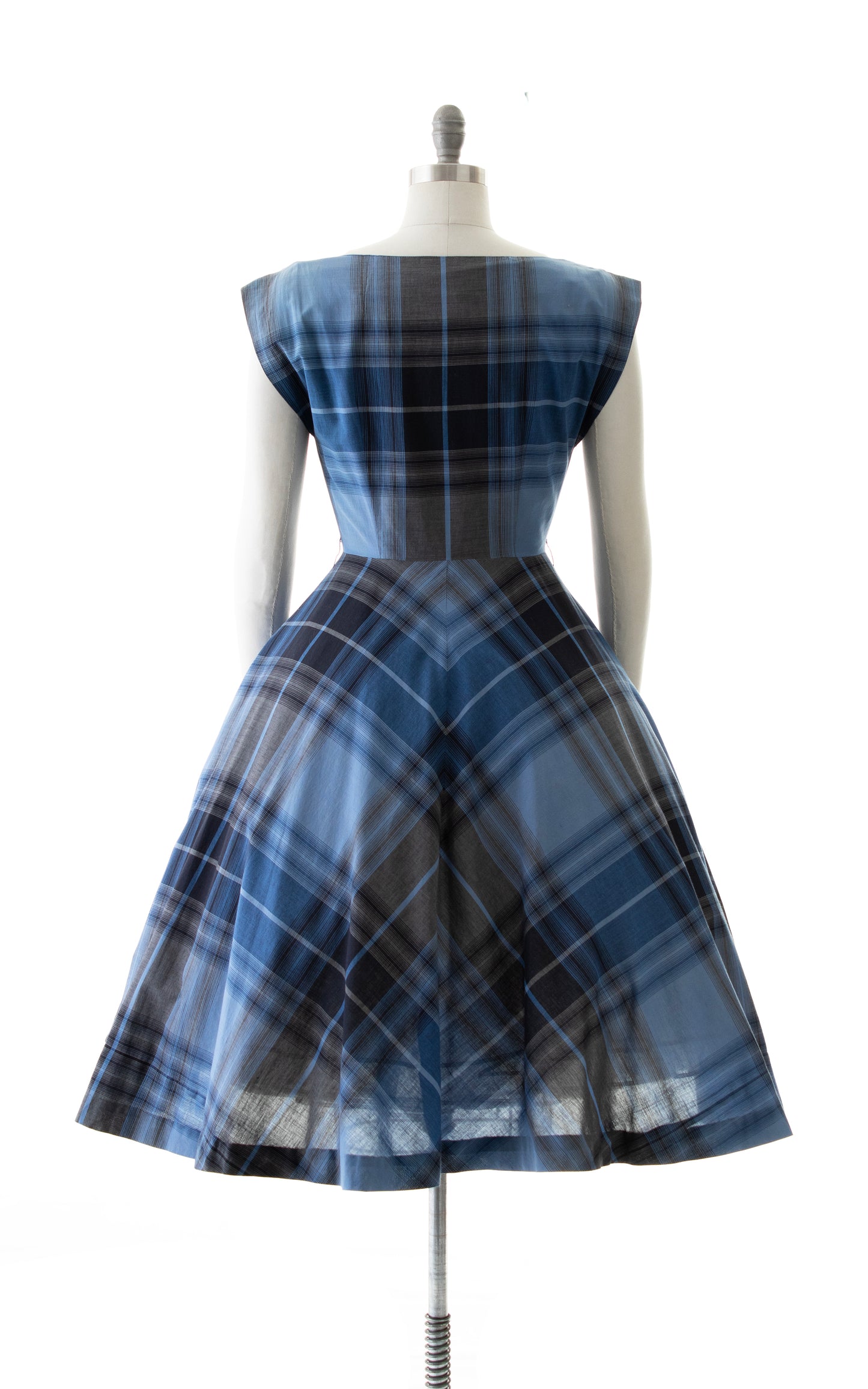 1950s Plaid Cotton Shirtwaist Dress | small