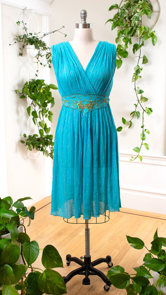 1980s Metallic & Gauze Grecian Goddess Dress | medium/large/x-large