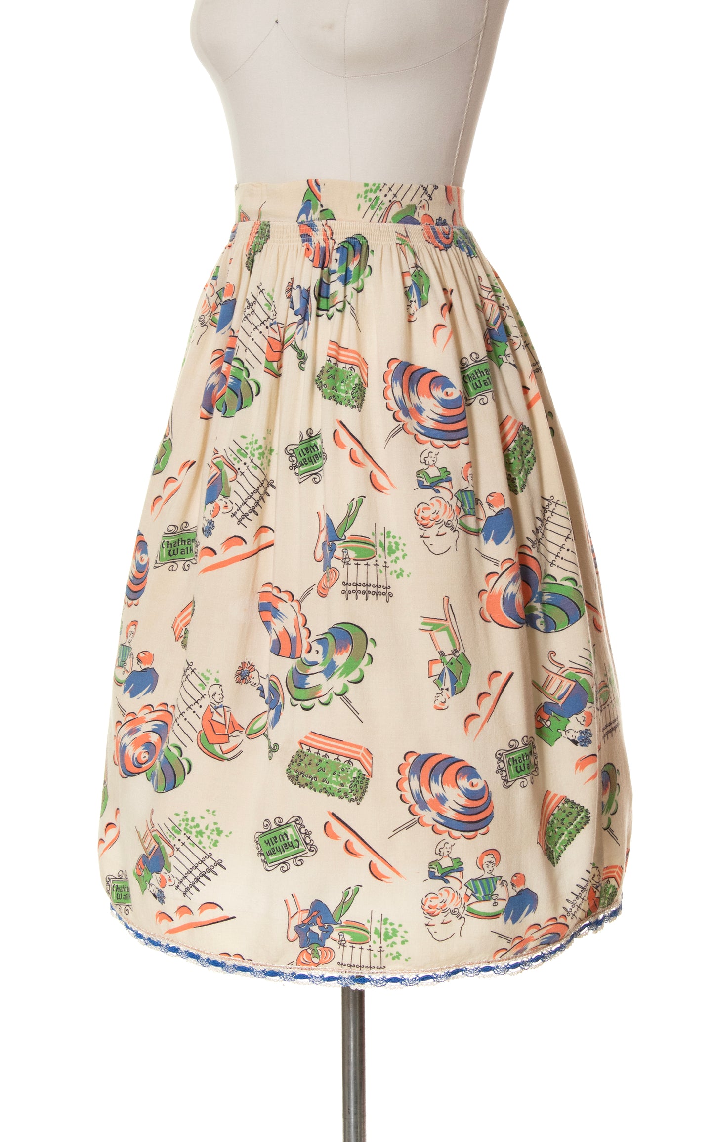 1940s Chatham Walk Novelty Print Skirt | small