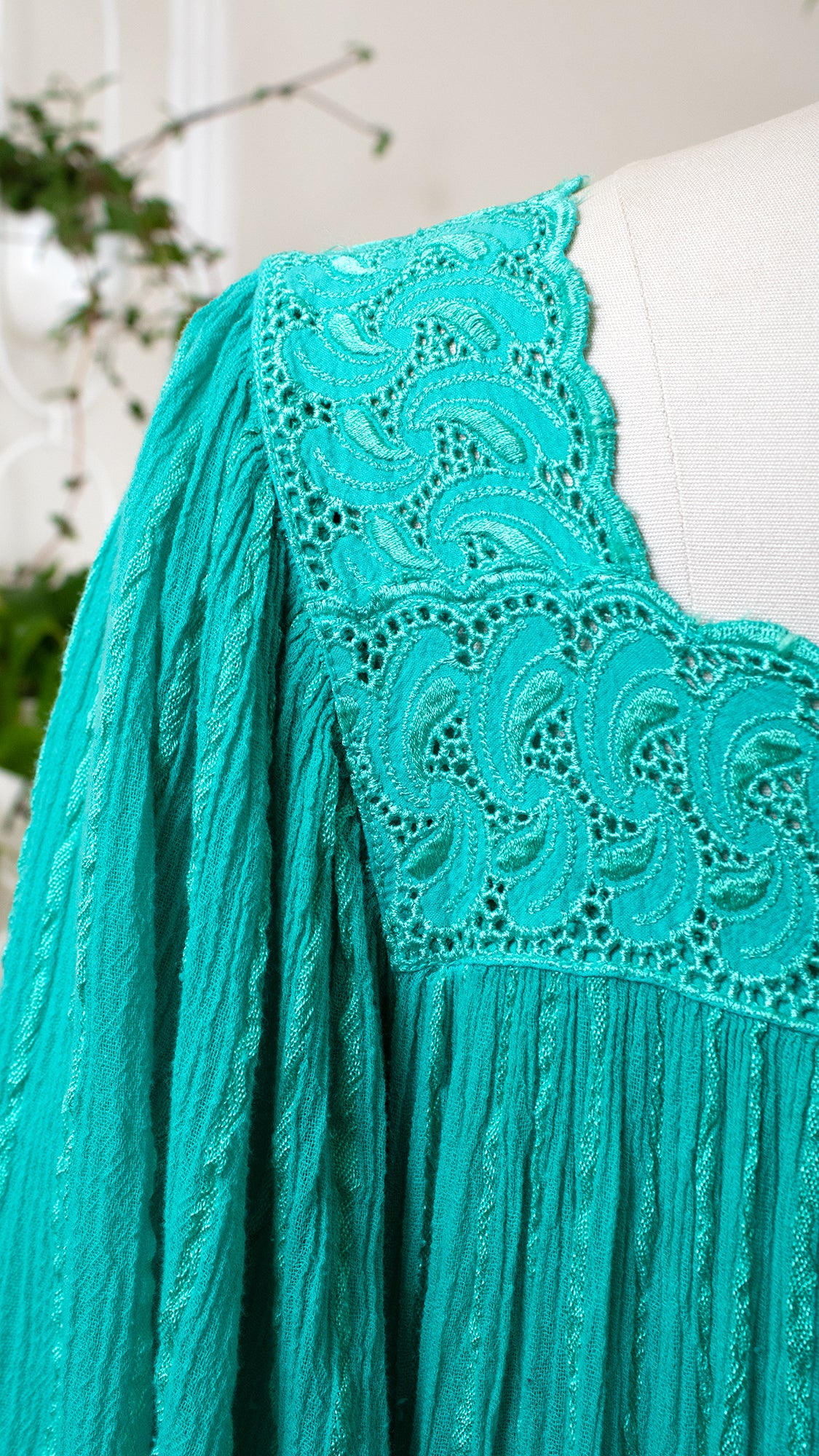 1980s 1990s Green Gauze Angel Sleeve Tent Dress | large/x-large