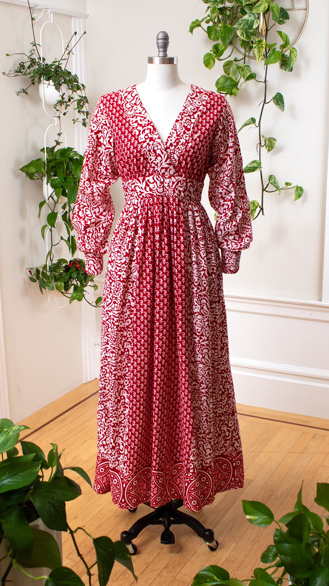 1970s ADINI Floral Cotton Maxi Dress | medium