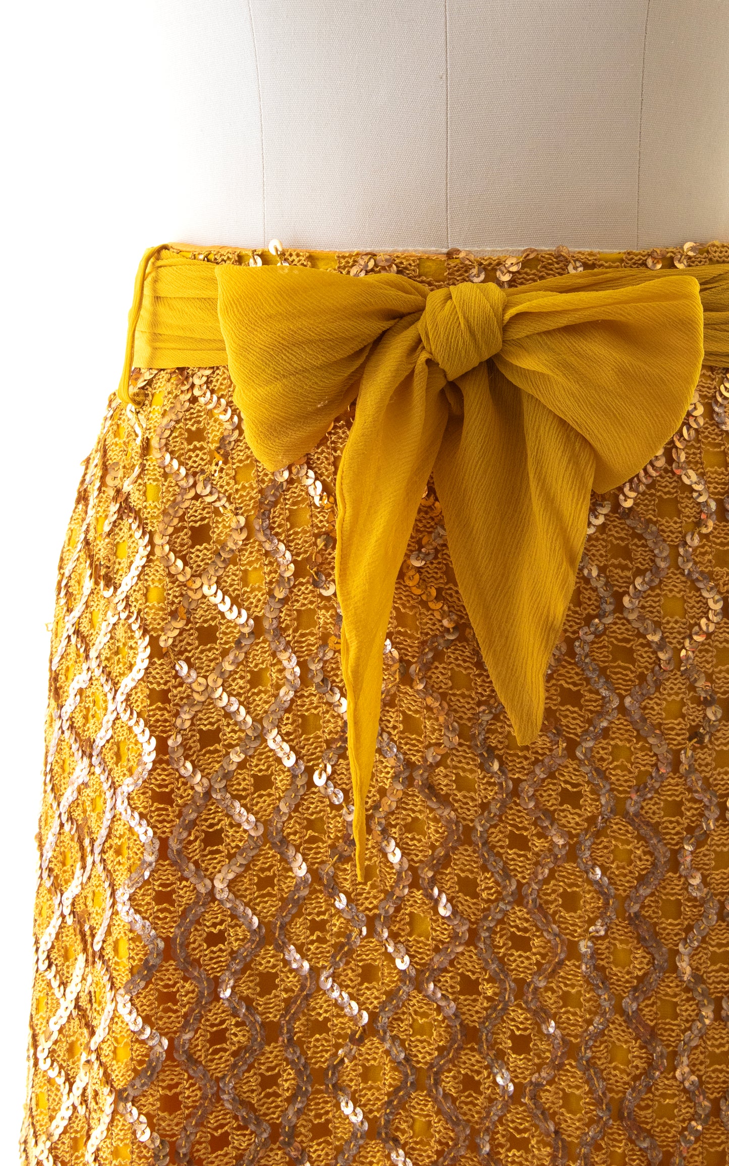 1960s Gold Sequin Maxi Skirt | small