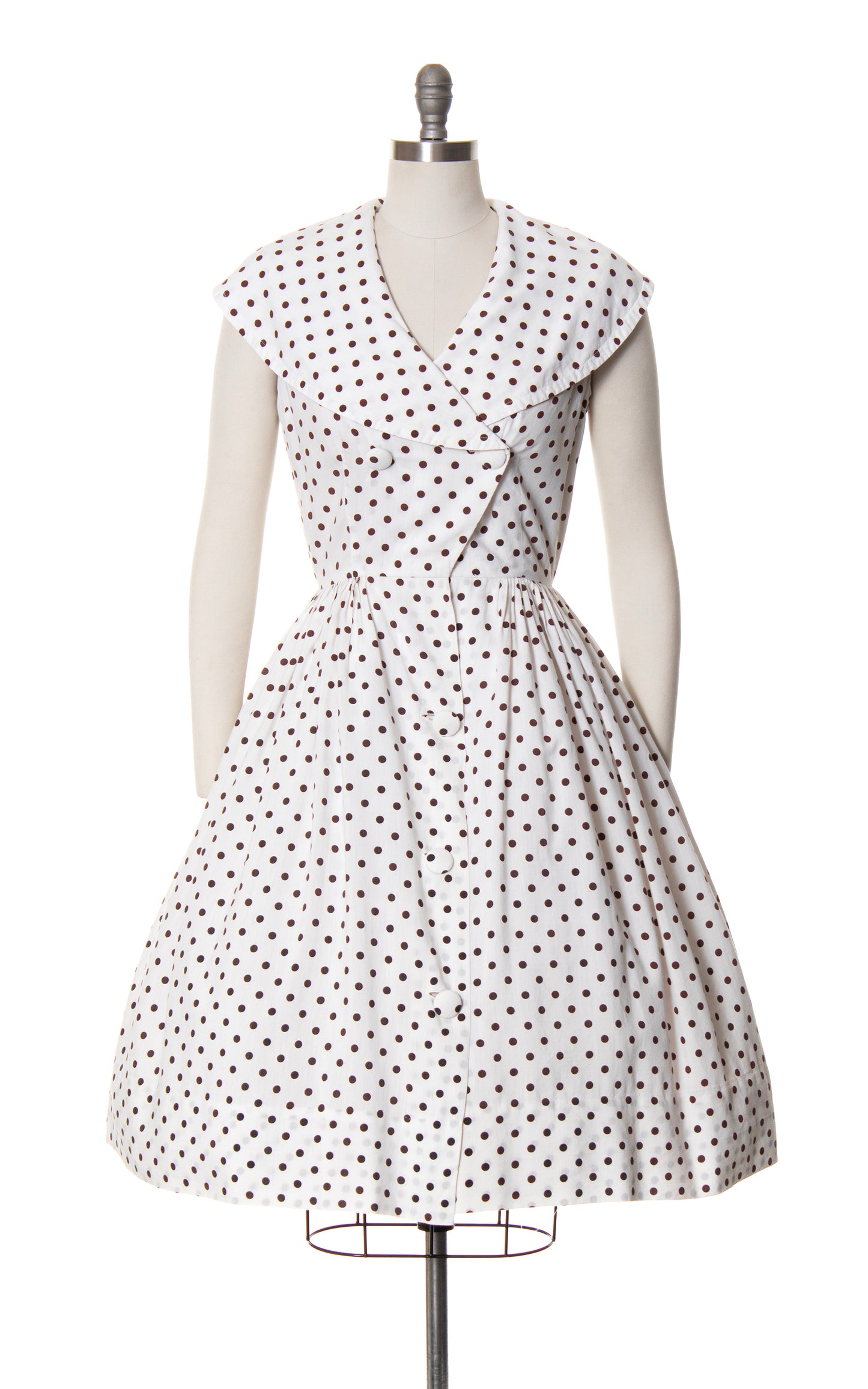 1950s Polka Dot Shawl Collar Sundress | small/medium