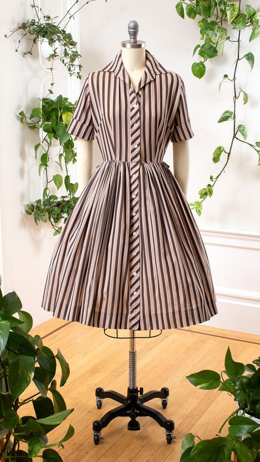 1950s Two-Tone Striped Shirt Dress | small