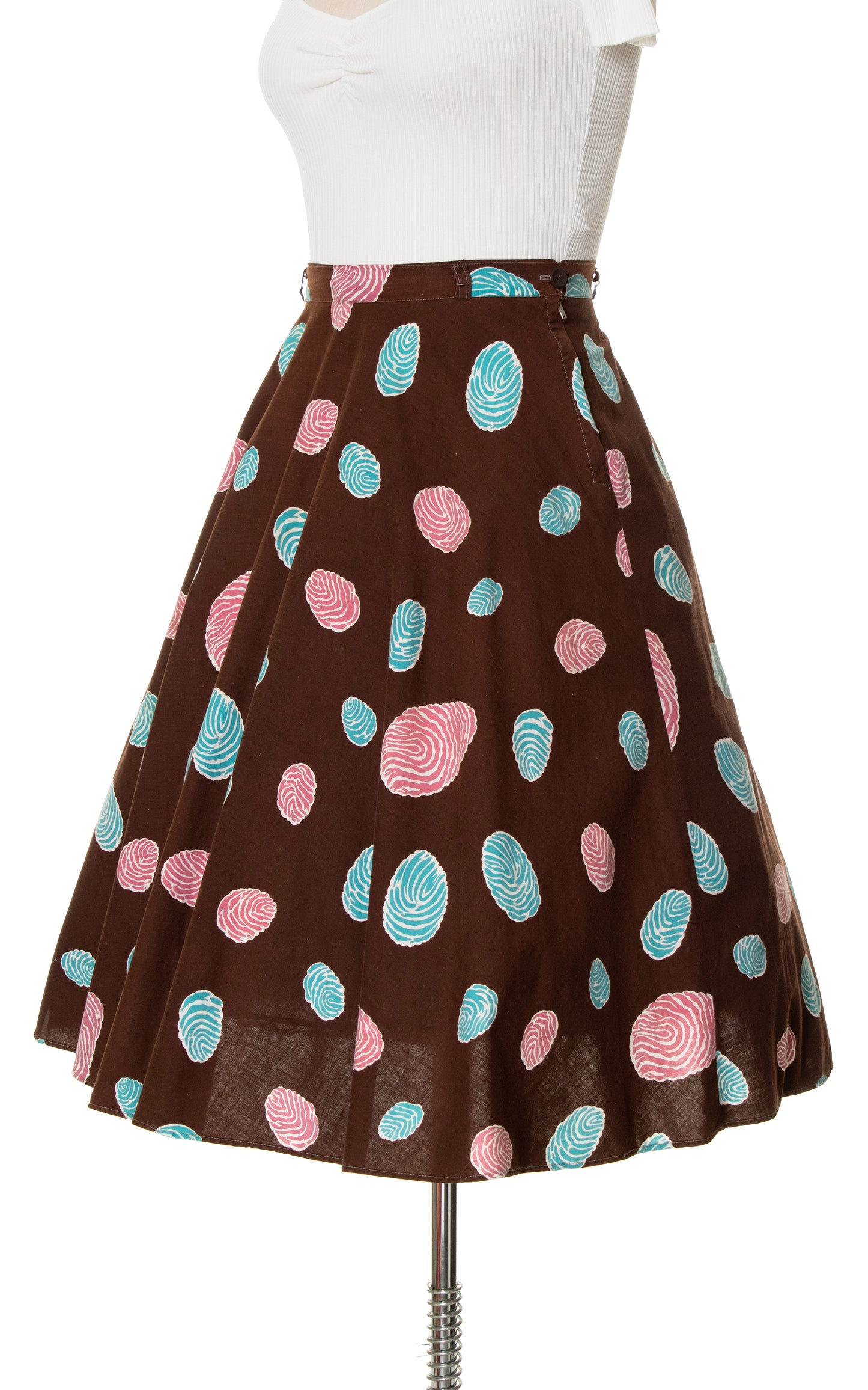 1940s 1950s Fingerprint or Raison Novelty Print Skirt | large