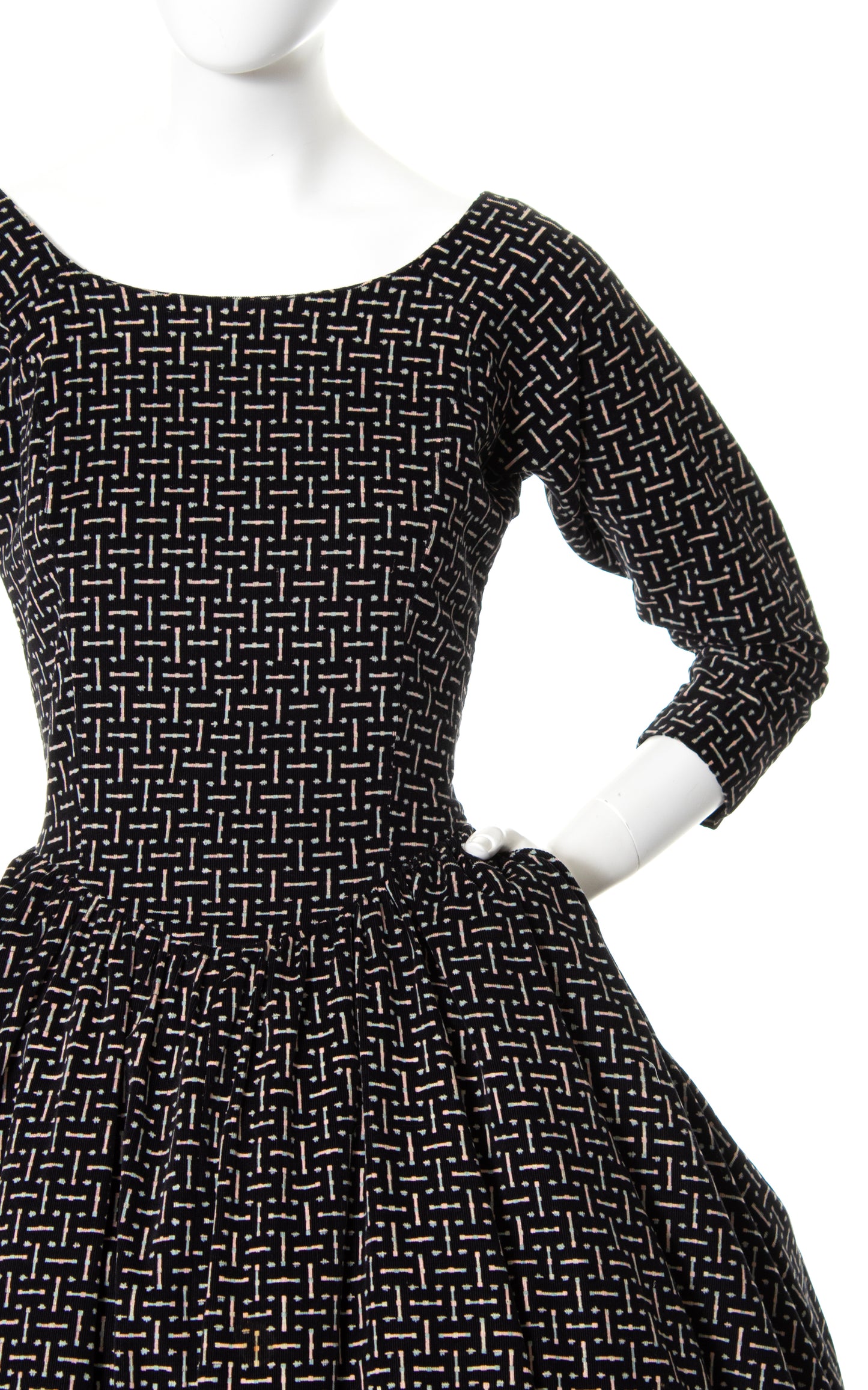 1980s does 1950s Printed Corduroy Dress | small