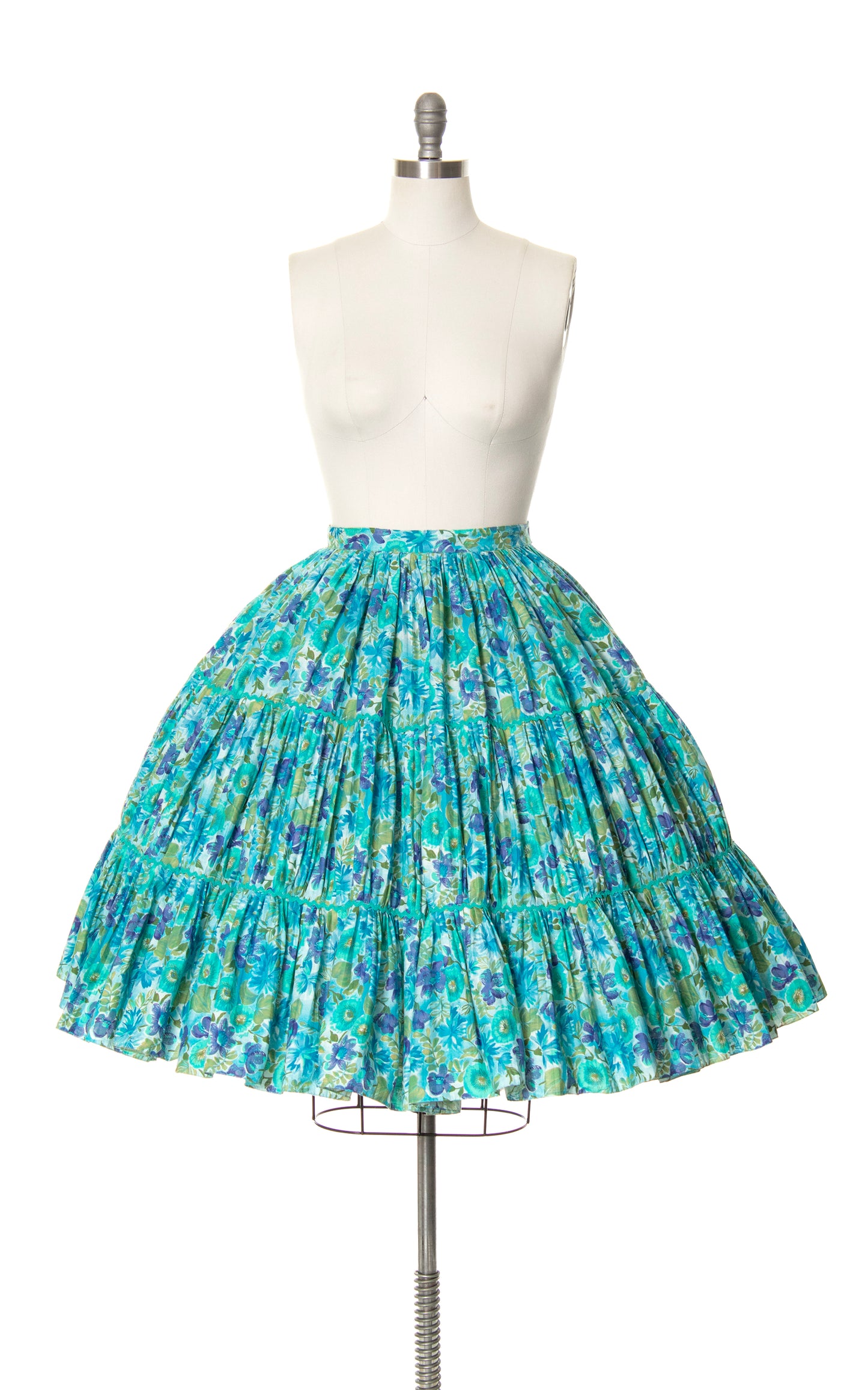 1950s Floral Tiered Circle Skirt | small