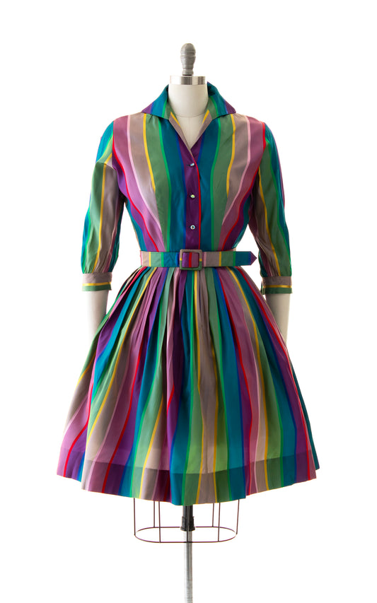 NEW ARRIVAL || 1950s Rainbow Taffeta Party Dress | small