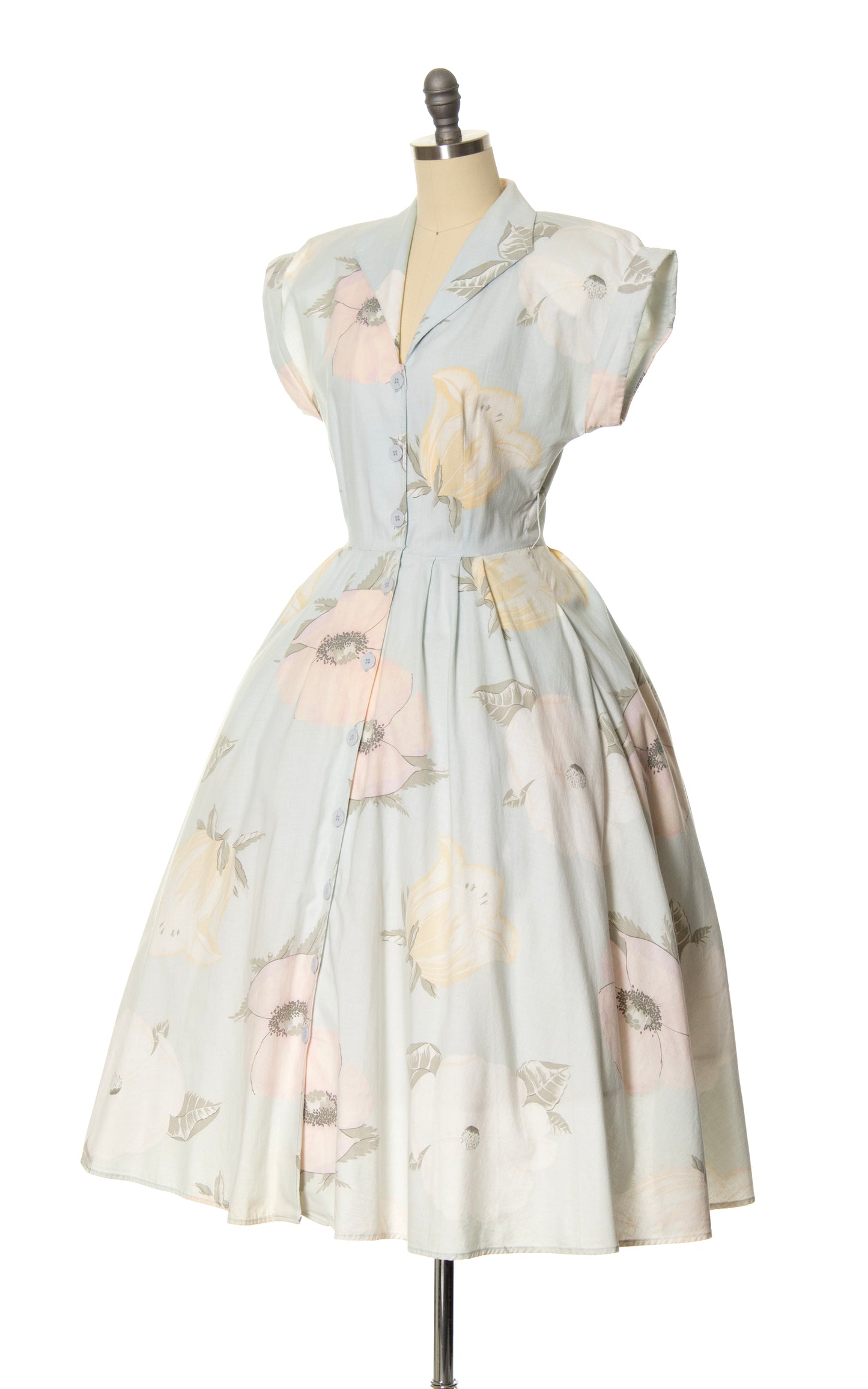 1980s CAROL ANDERSON Pastel Floral Shirtwaist Dress | small