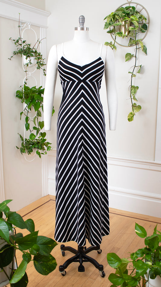 1970s Chevron Striped Maxi Dress | x-small/small