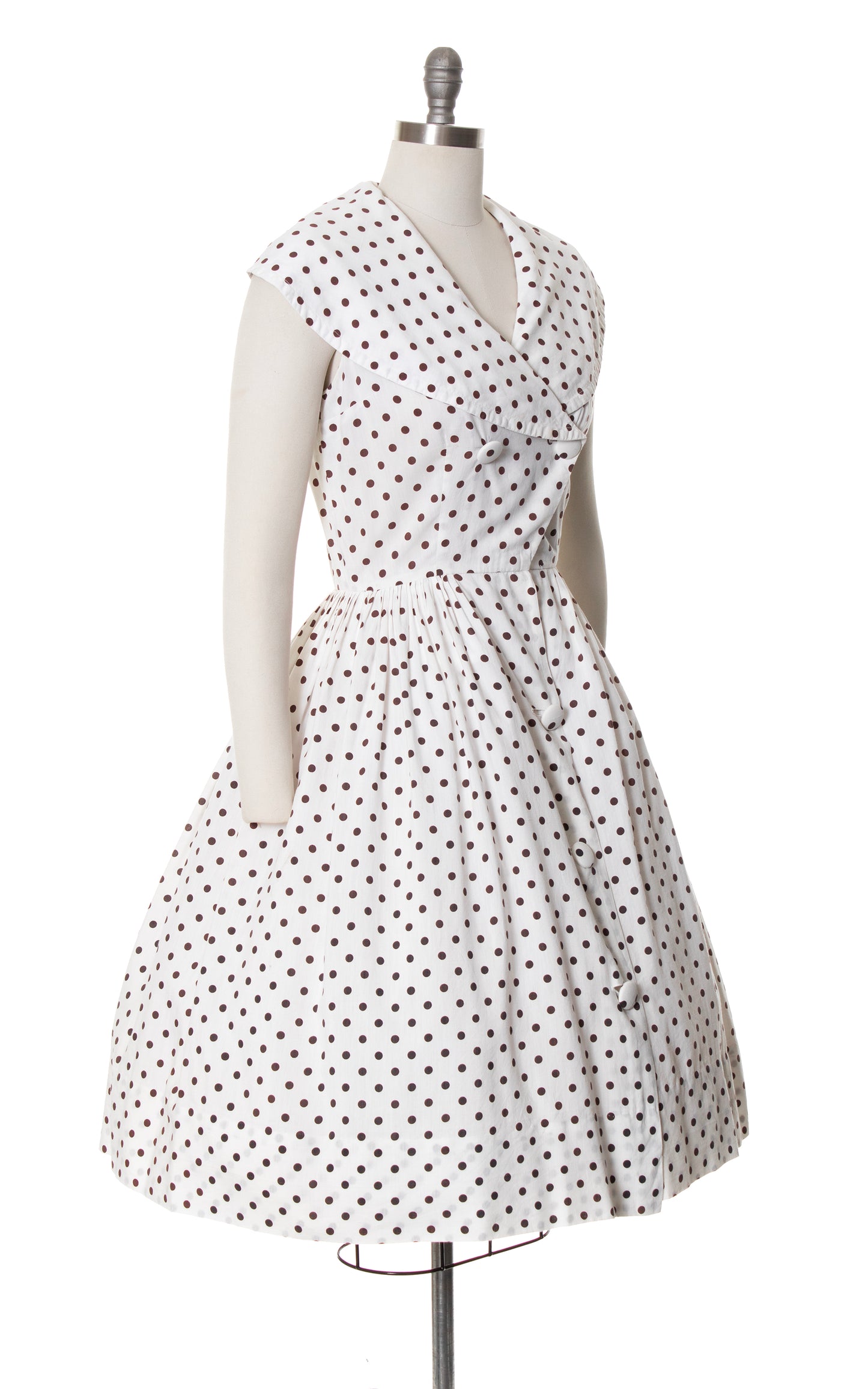 1950s Polka Dot Shawl Collar Sundress | small/medium