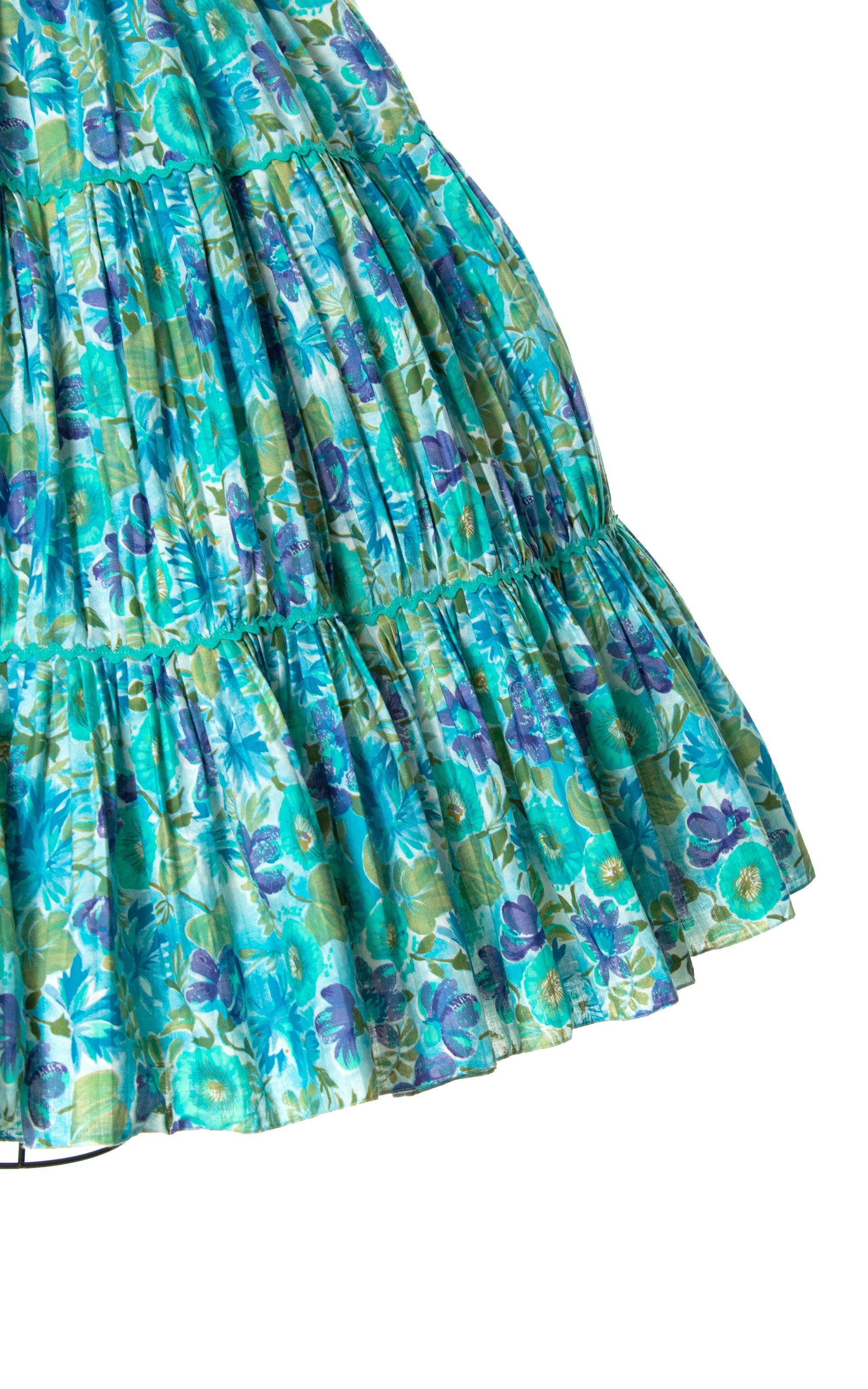 Vintage 70's Floral Printed Circle deals Skirt in Blight Blue