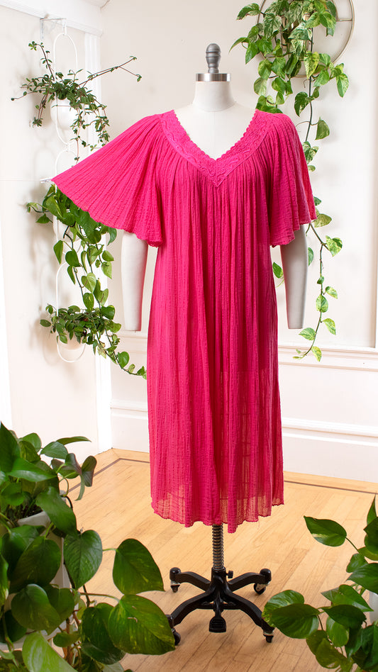 1980s 1990s Pink Gauze Angel Sleeve Tent Dress | medium/large/x-large